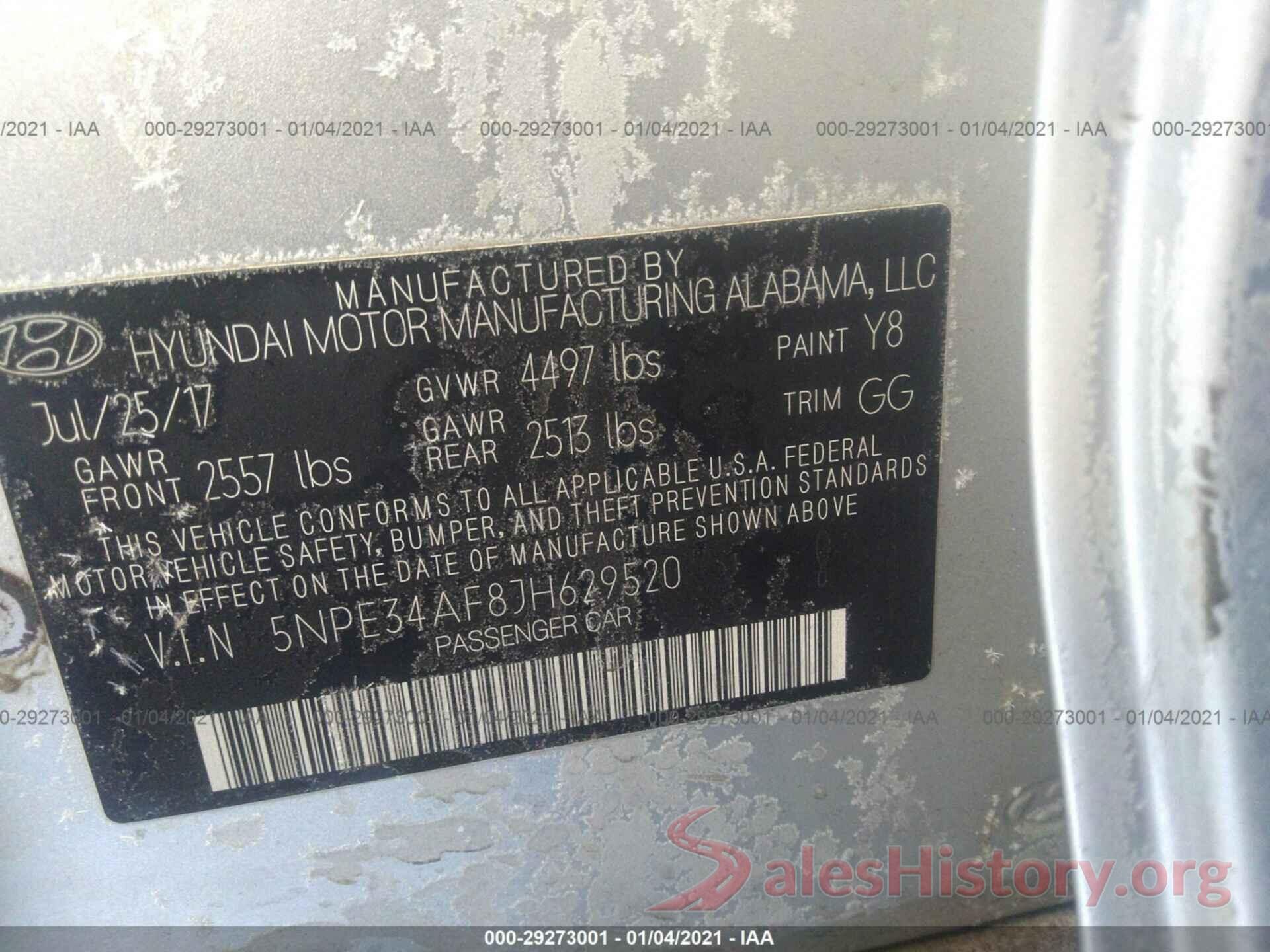 5NPE34AF8JH629520 2018 HYUNDAI SONATA