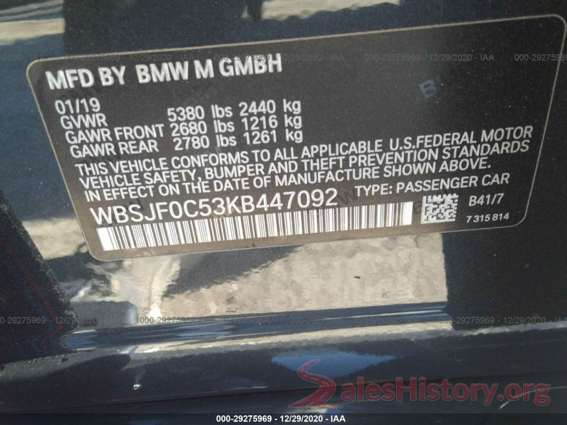 WBSJF0C53KB447092 2019 BMW M5