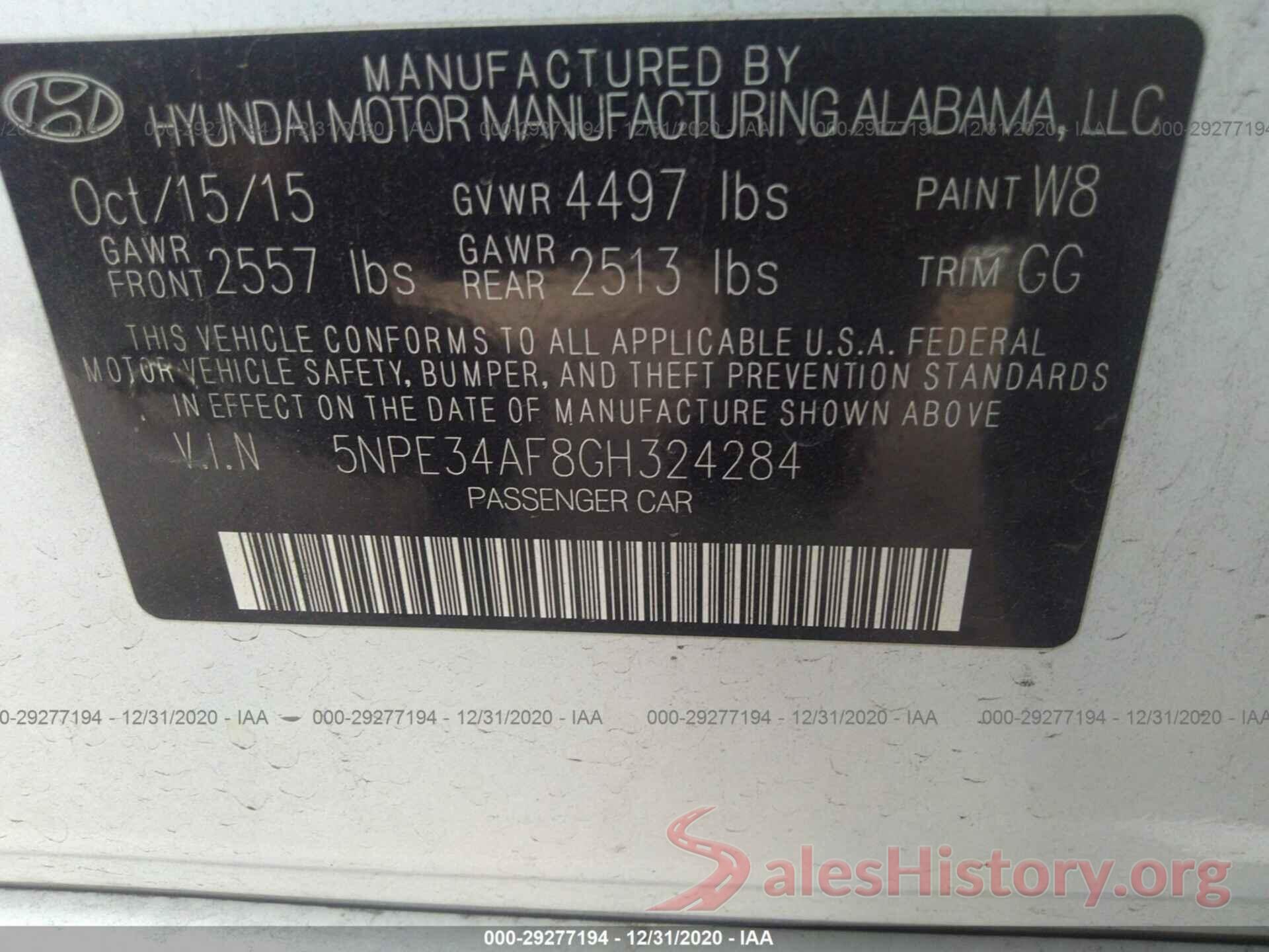 5NPE34AF8GH324284 2016 HYUNDAI SONATA