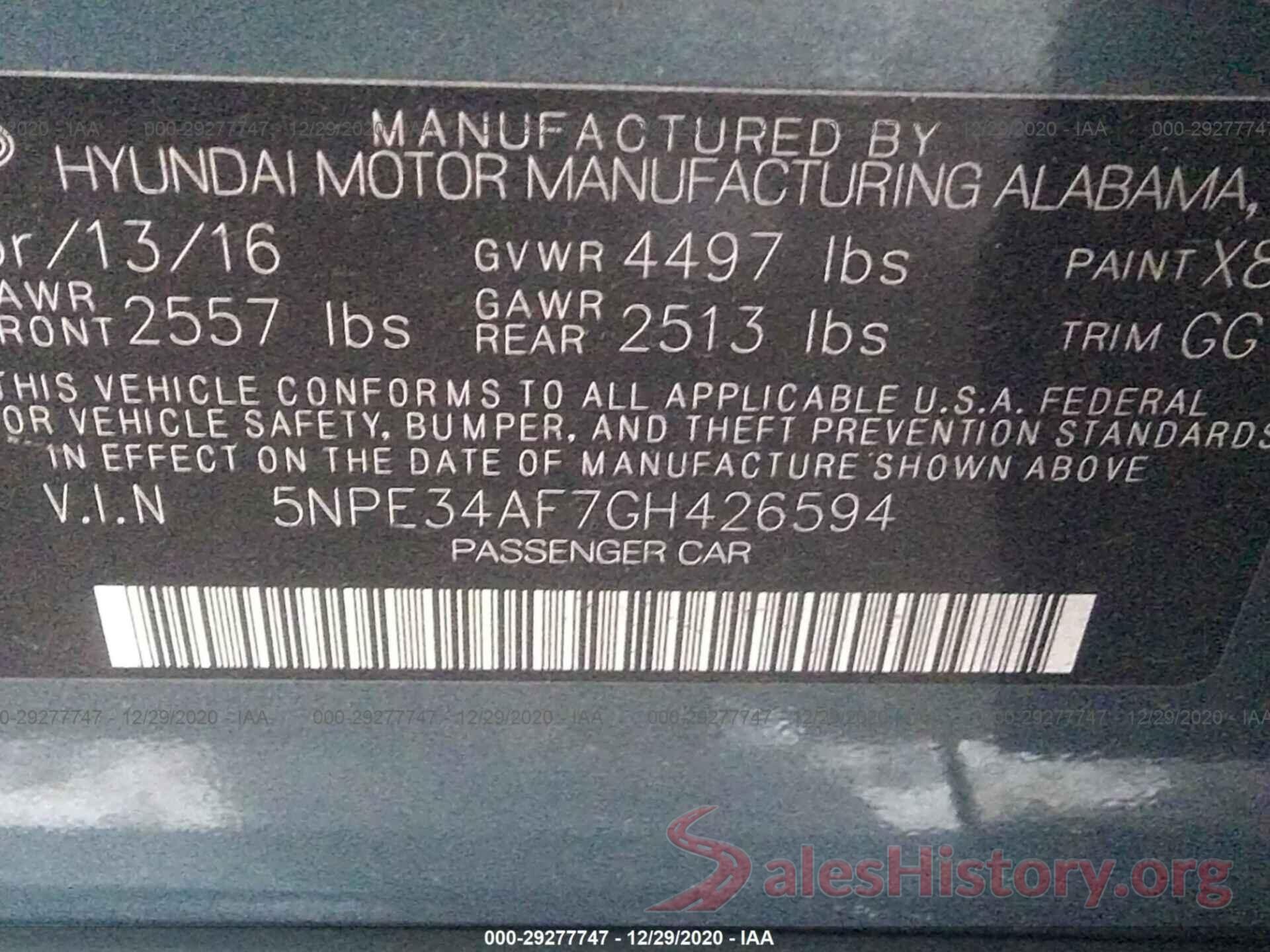 5NPE34AF7GH426594 2016 HYUNDAI SONATA