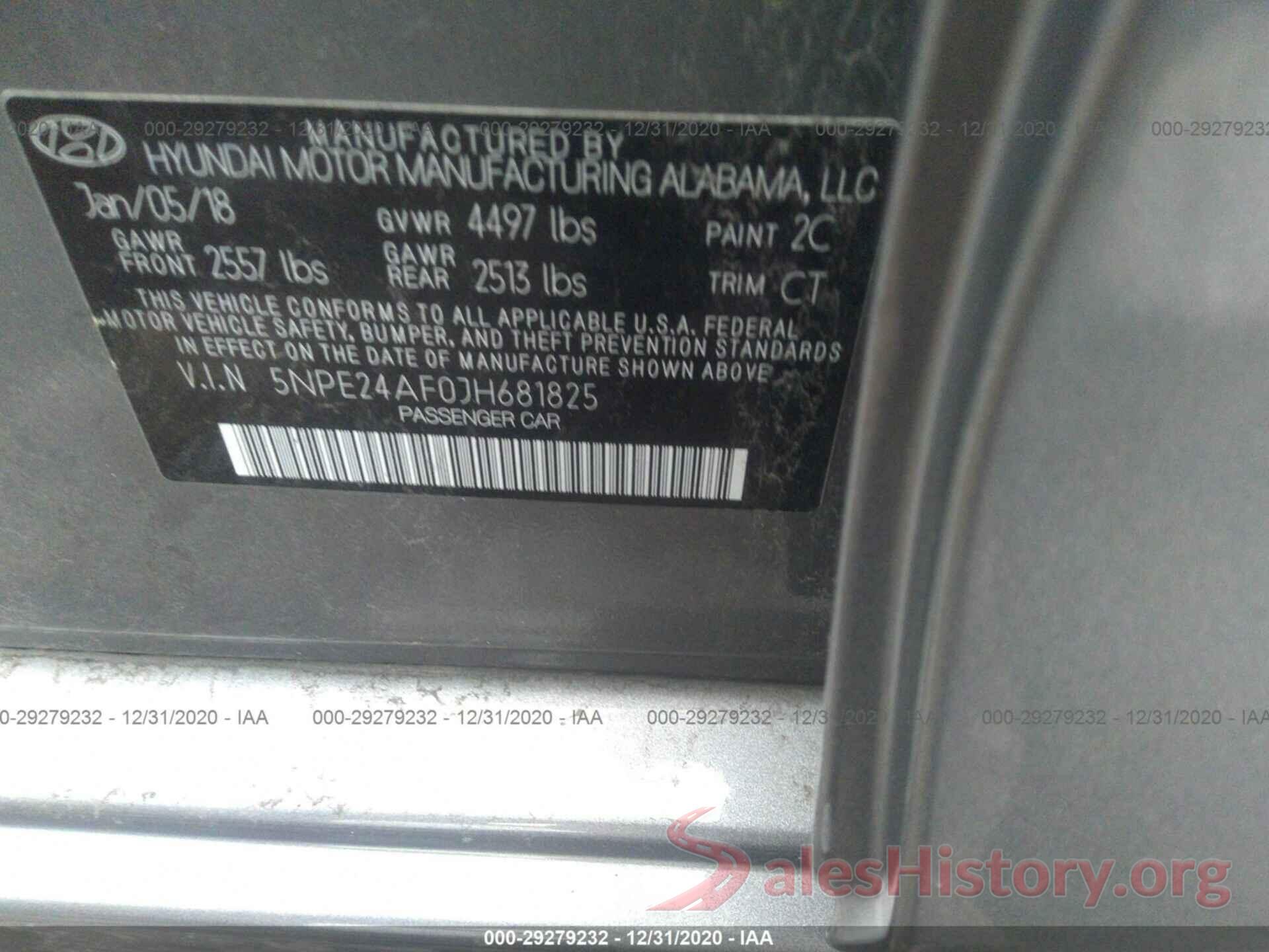 5NPE24AF0JH681825 2018 HYUNDAI SONATA