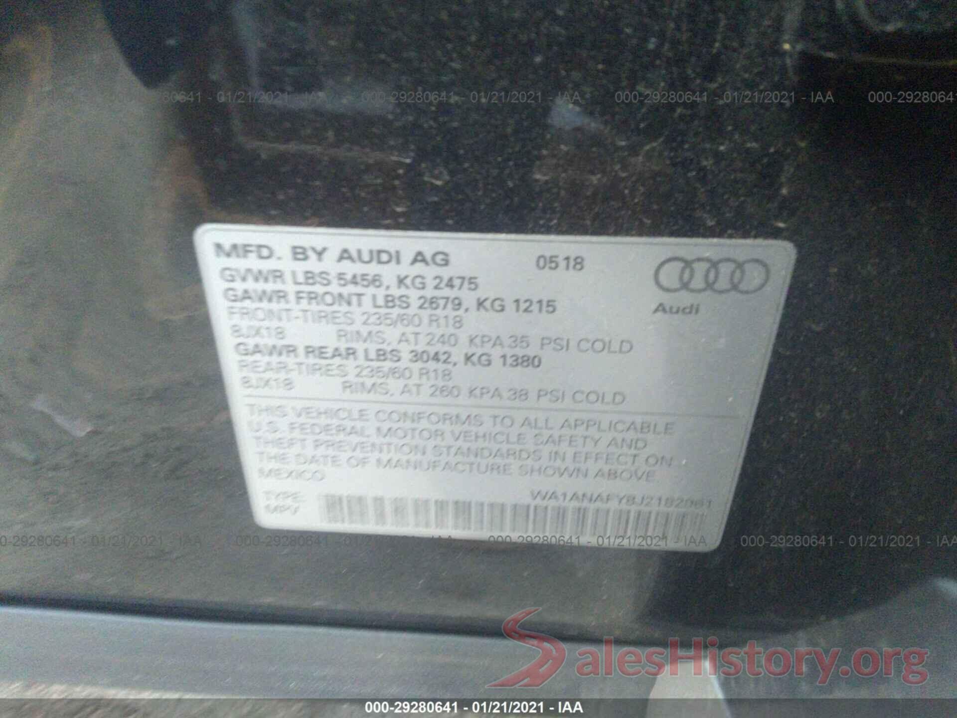 WA1ANAFY8J2182961 2018 AUDI Q5