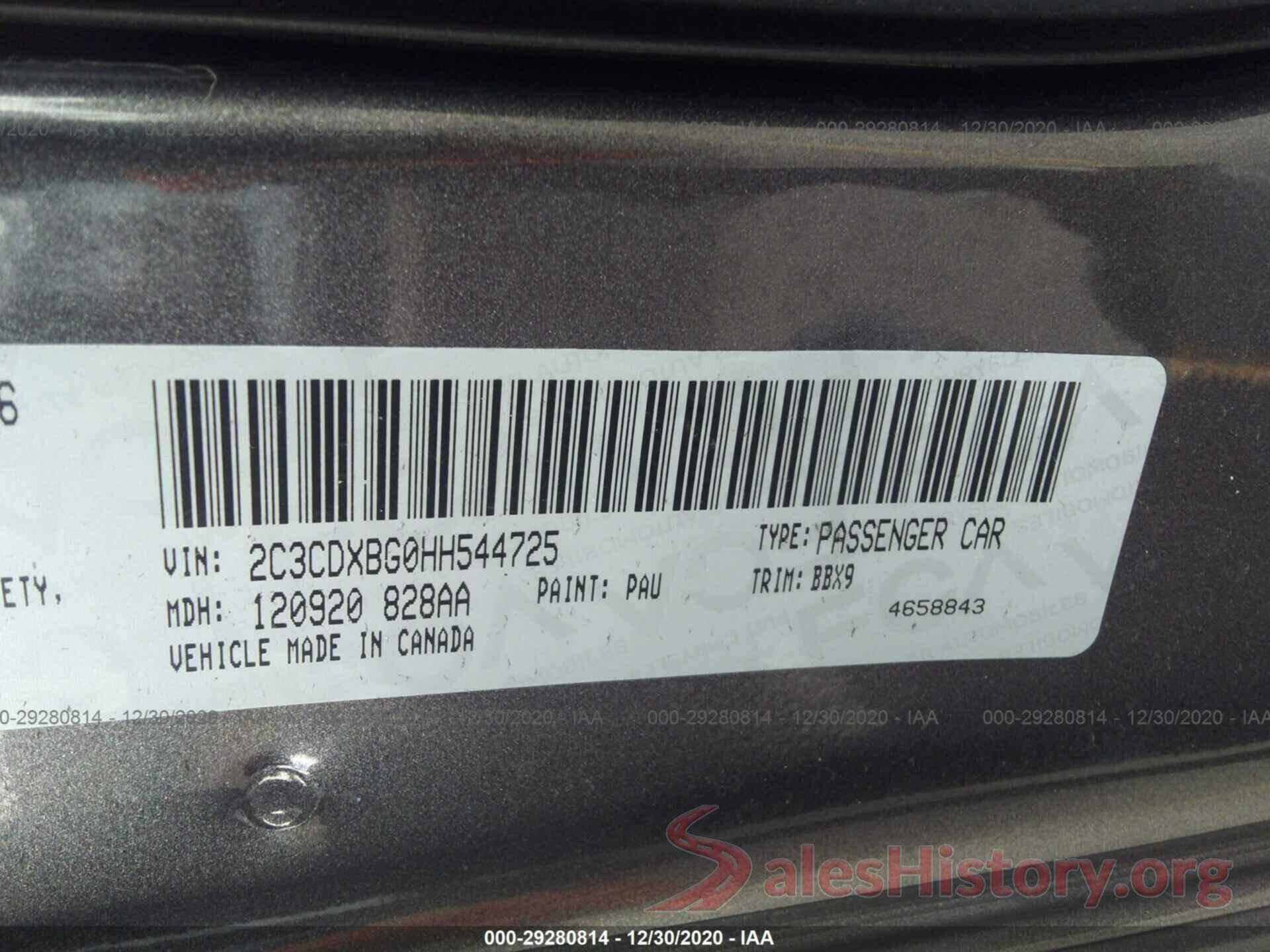 2C3CDXBG0HH544725 2017 DODGE CHARGER