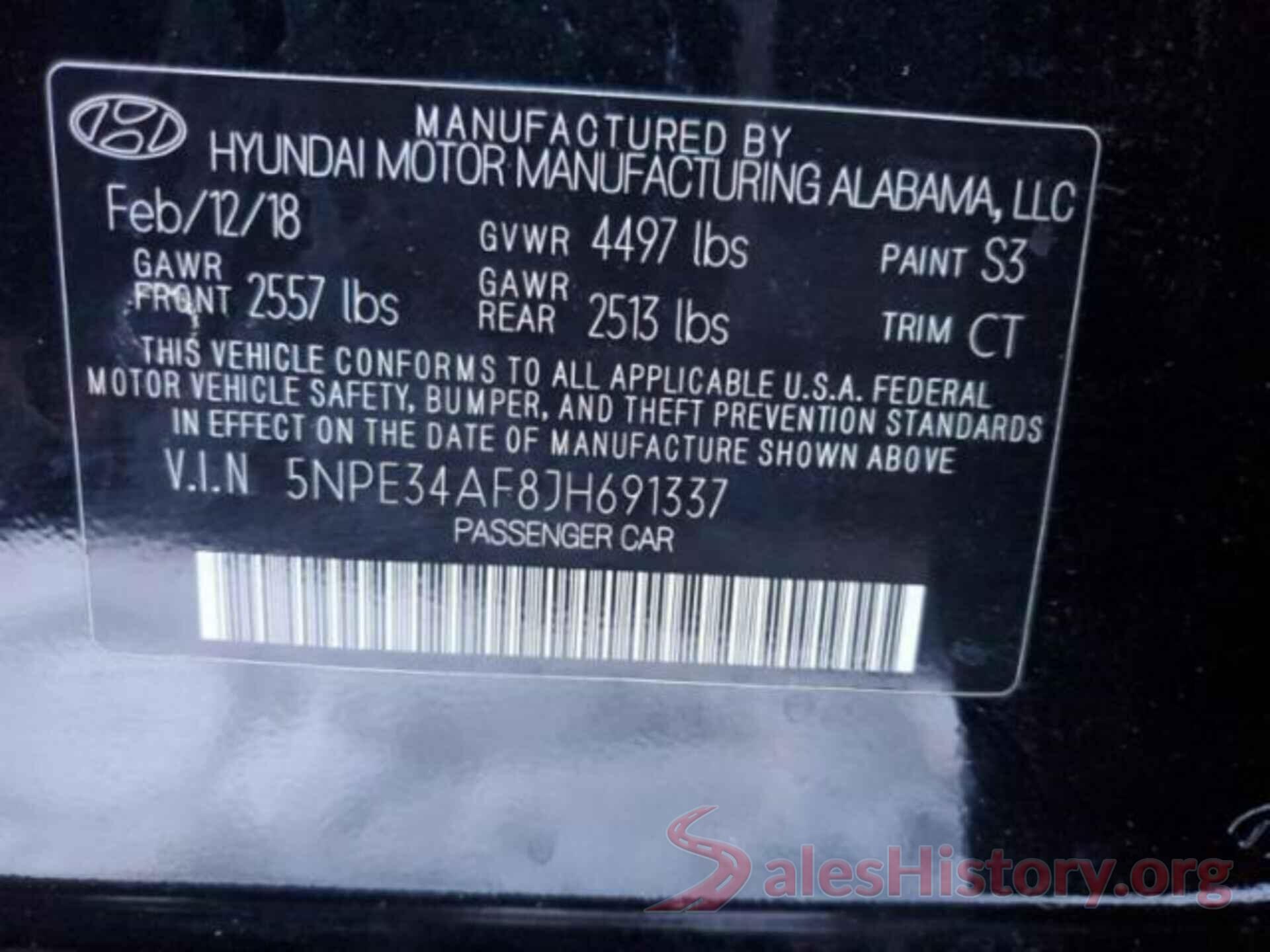 5NPE34AF8JH691337 2018 HYUNDAI SONATA