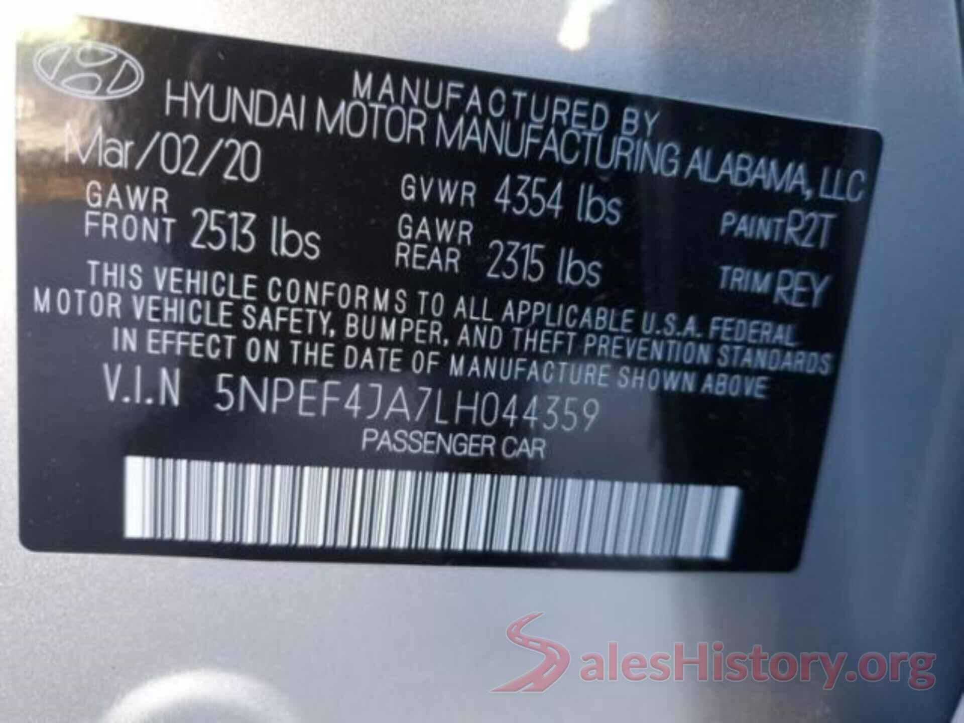 5NPEF4JA7LH044359 2020 HYUNDAI SONATA