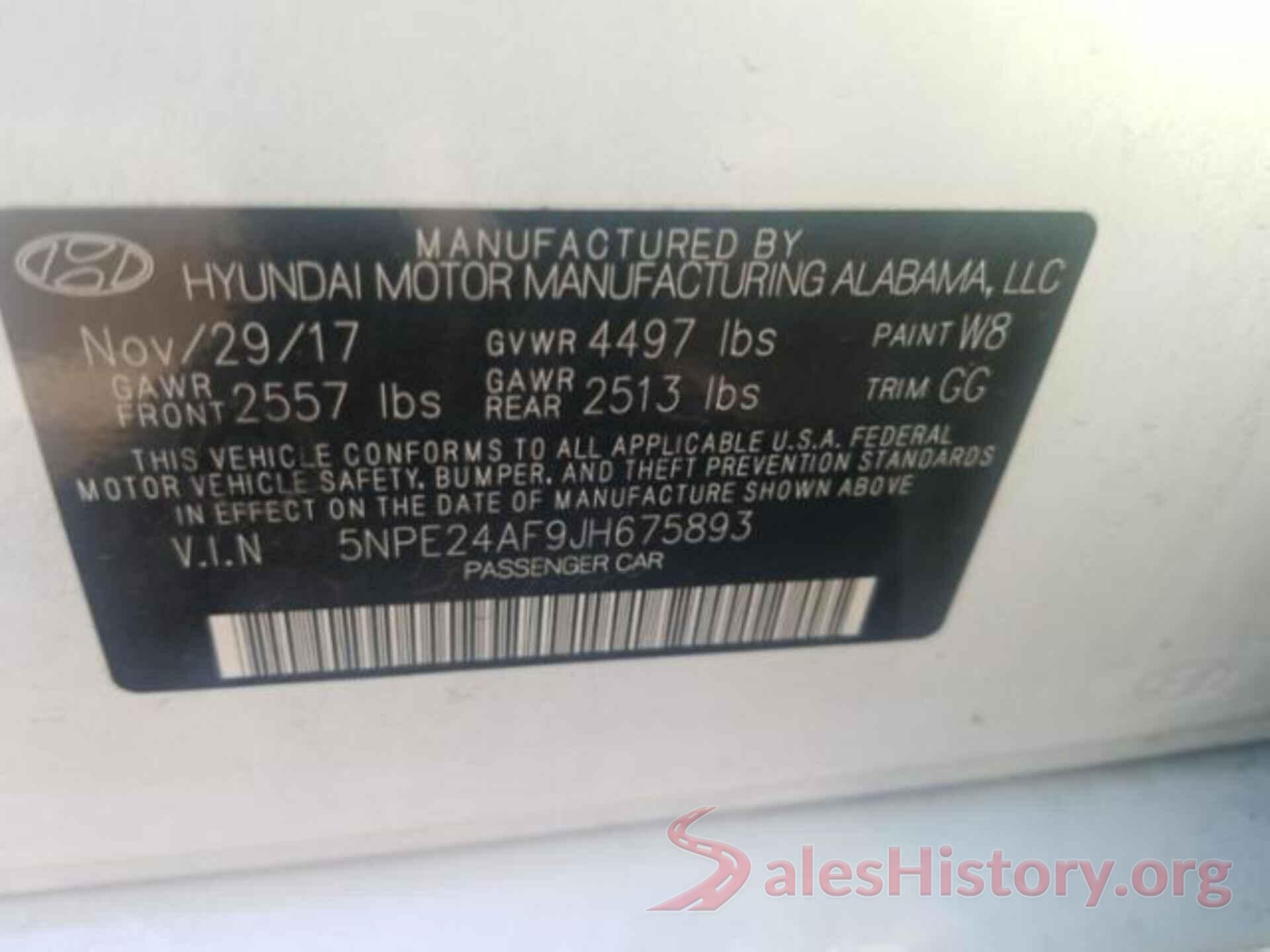 5NPE24AF9JH675893 2018 HYUNDAI SONATA