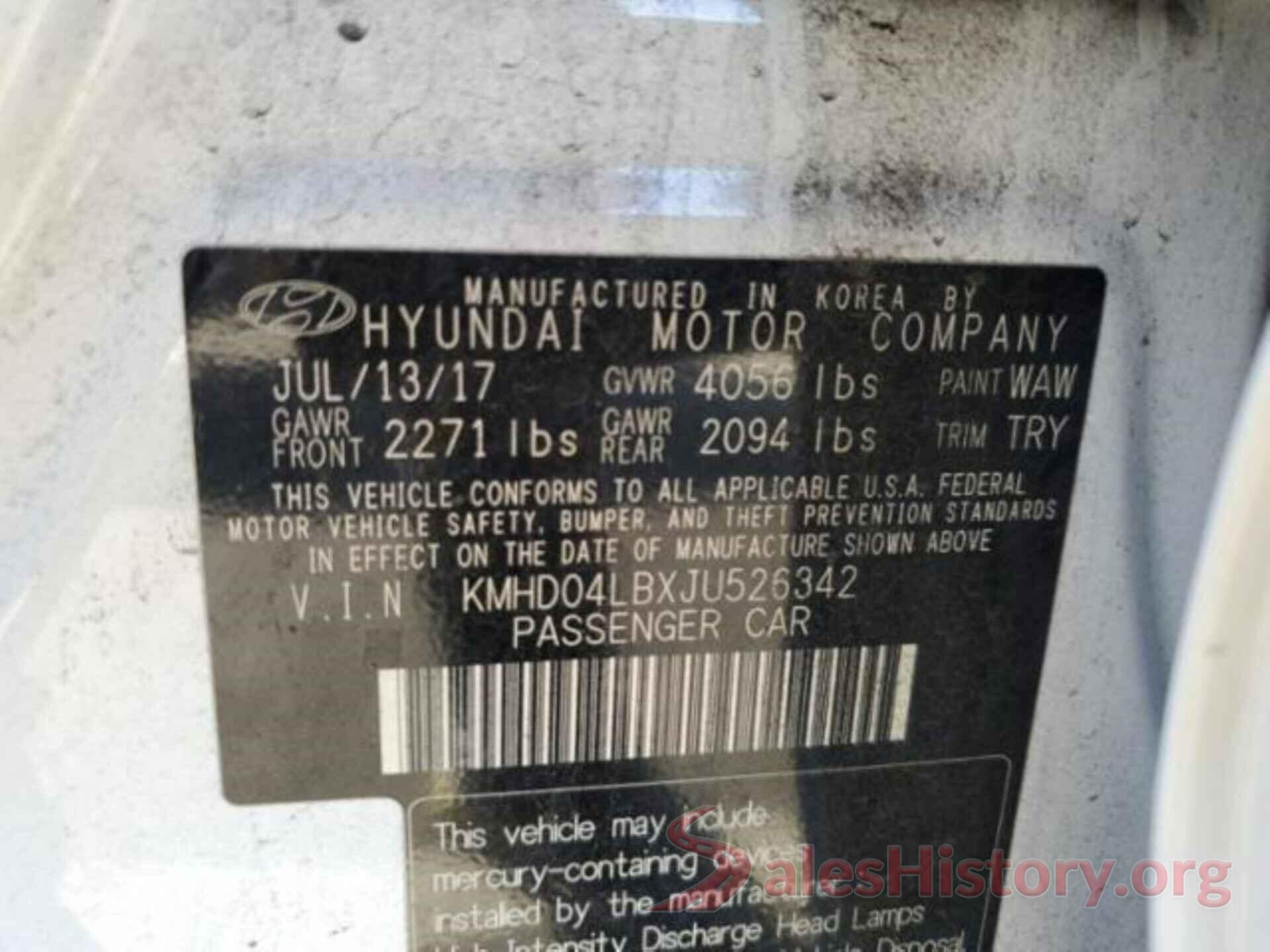 KMHD04LBXJU526342 2018 HYUNDAI ELANTRA