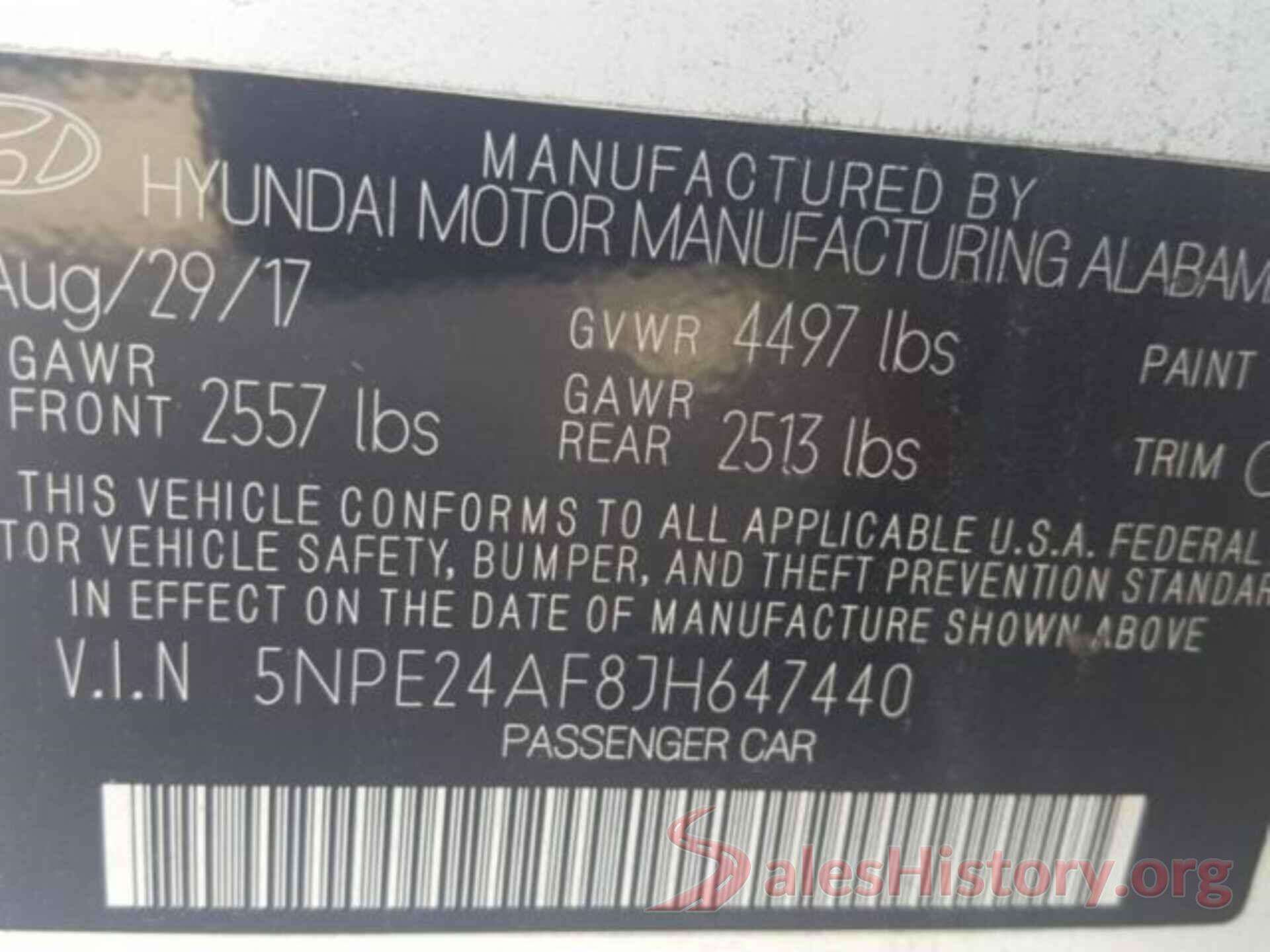 5NPE24AF8JH647440 2018 HYUNDAI SONATA