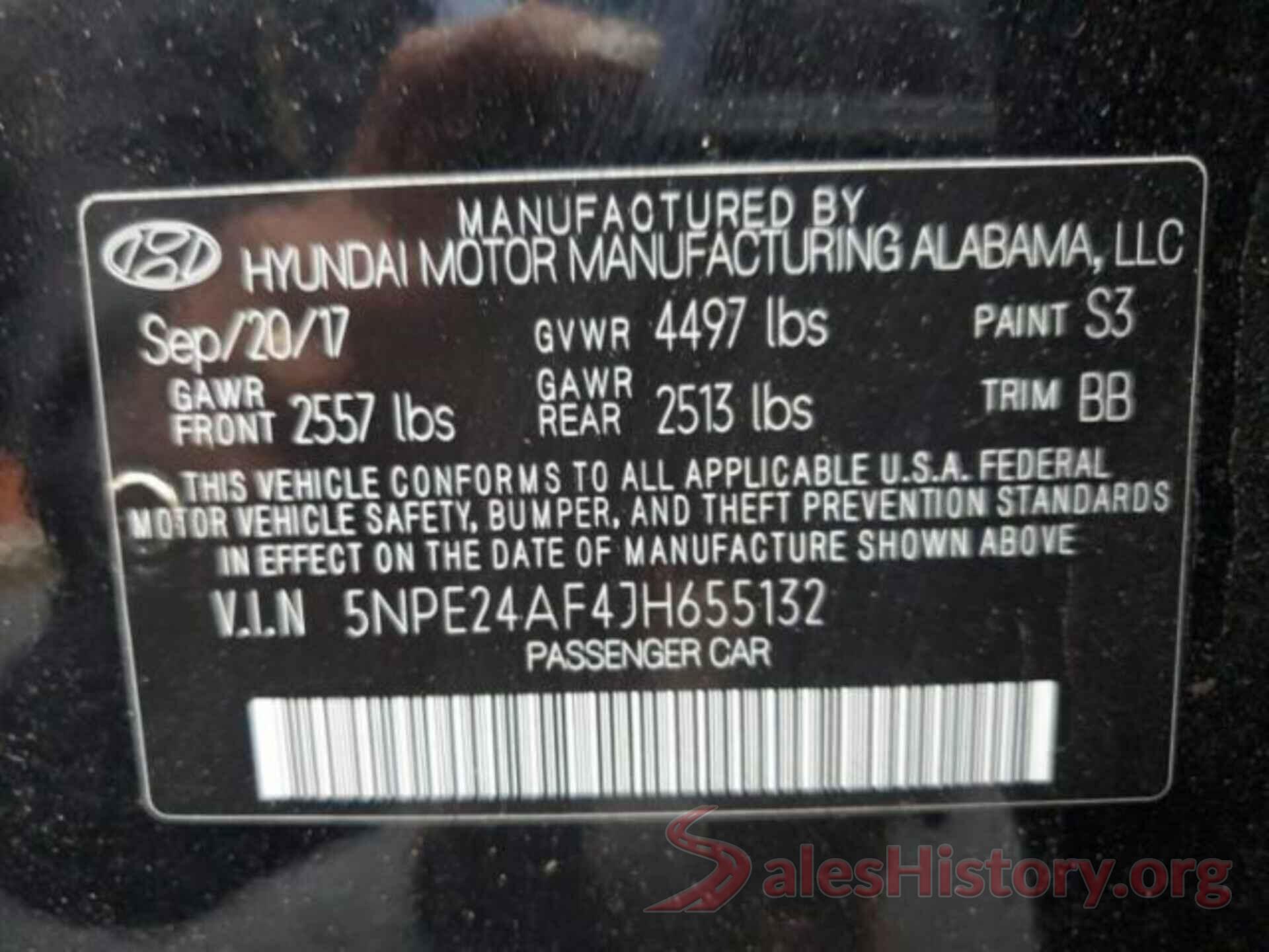 5NPE24AF4JH655132 2018 HYUNDAI SONATA