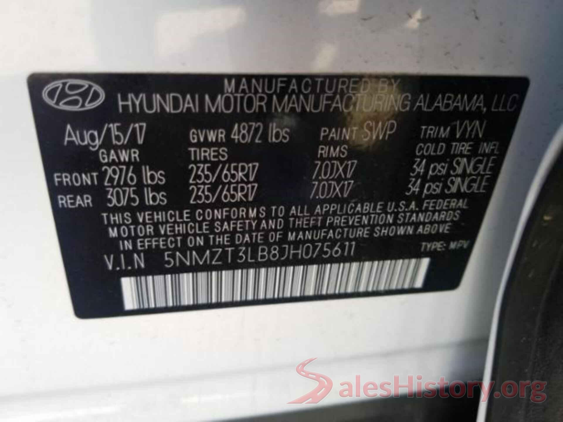 5NMZT3LB8JH075611 2018 HYUNDAI SANTA FE SPORT