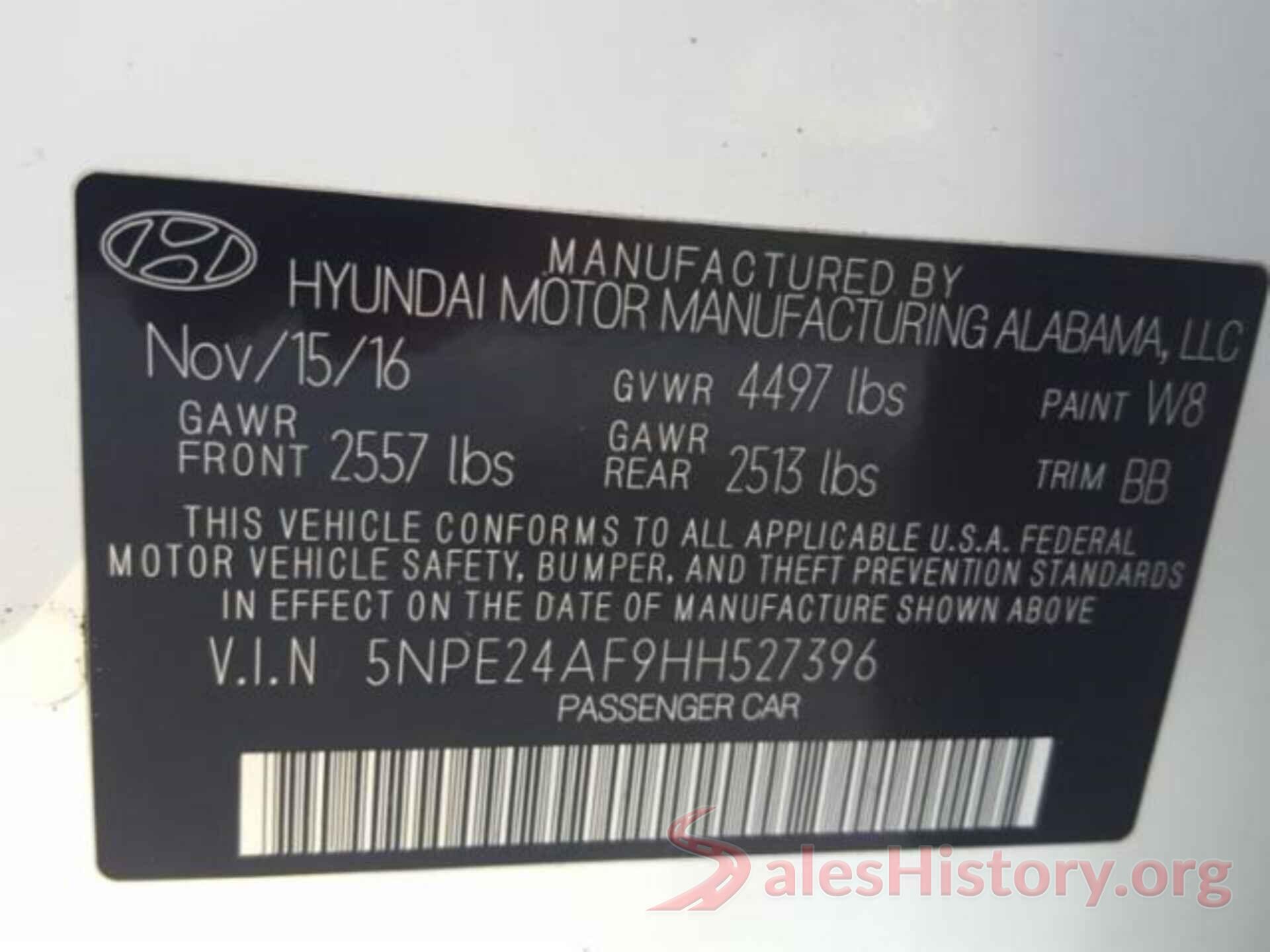 5NPE24AF9HH527396 2017 HYUNDAI SONATA