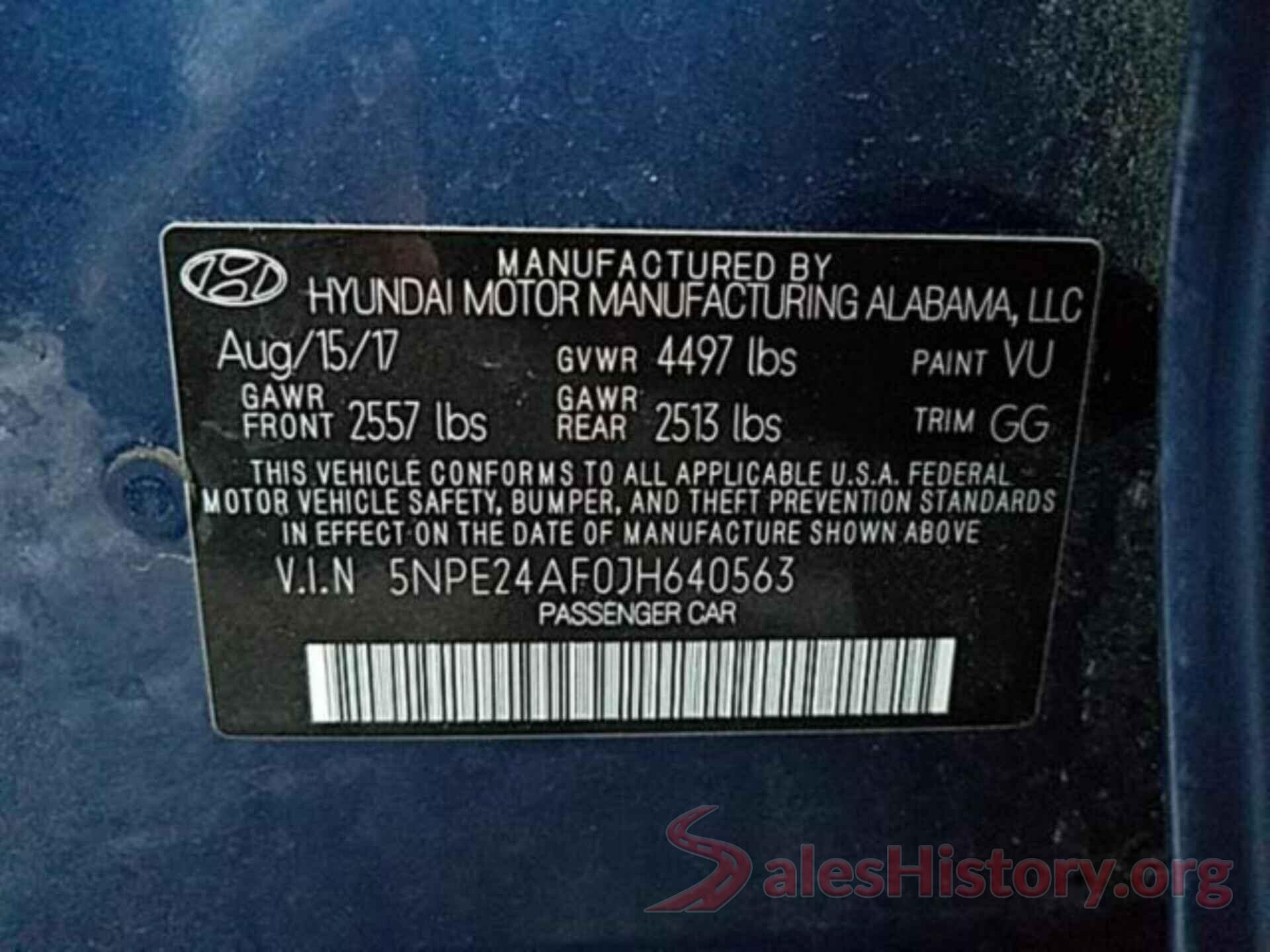 5NPE24AF0JH640563 2018 HYUNDAI SONATA