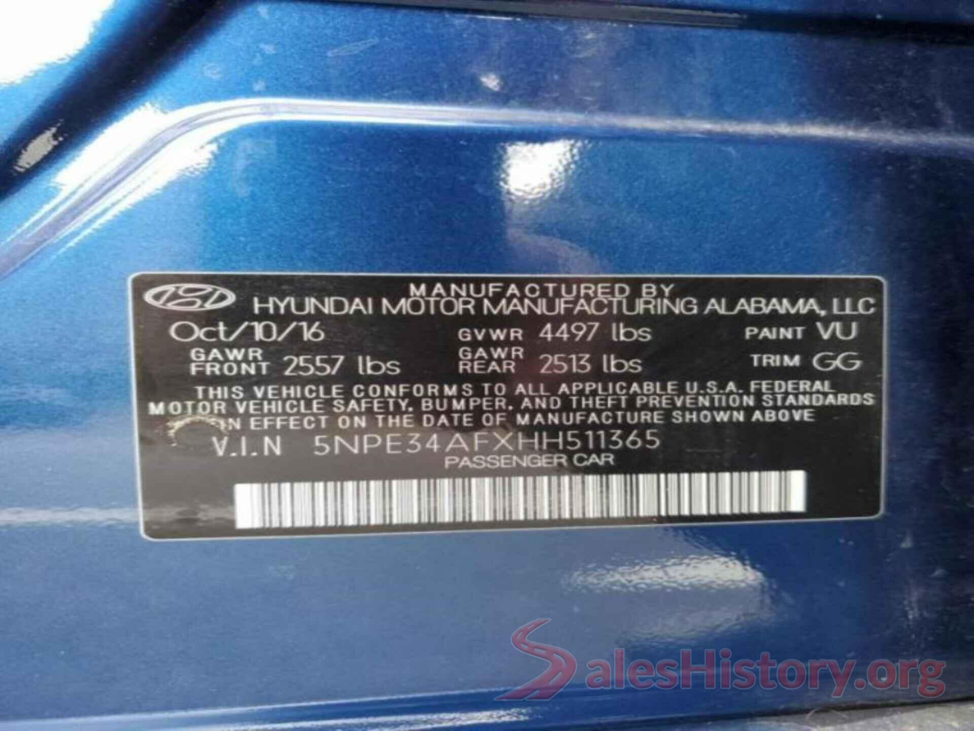 5NPE34AFXHH511365 2017 HYUNDAI SONATA