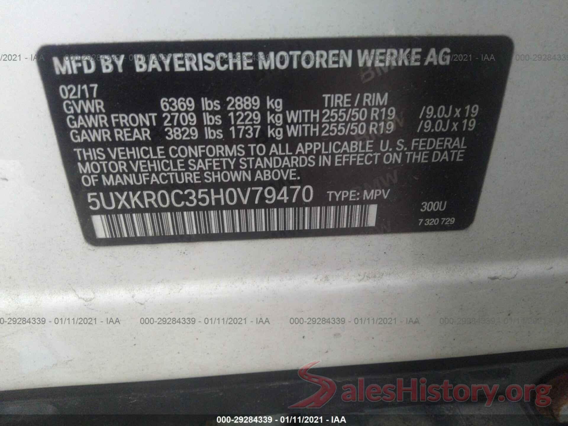 5UXKR0C35H0V79470 2017 BMW X5