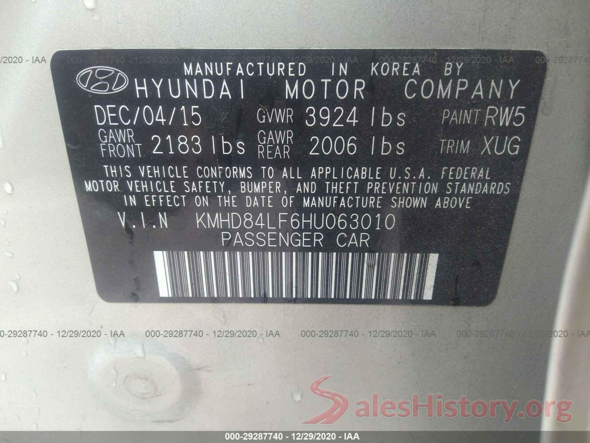 KMHD84LF6HU063010 2017 HYUNDAI ELANTRA