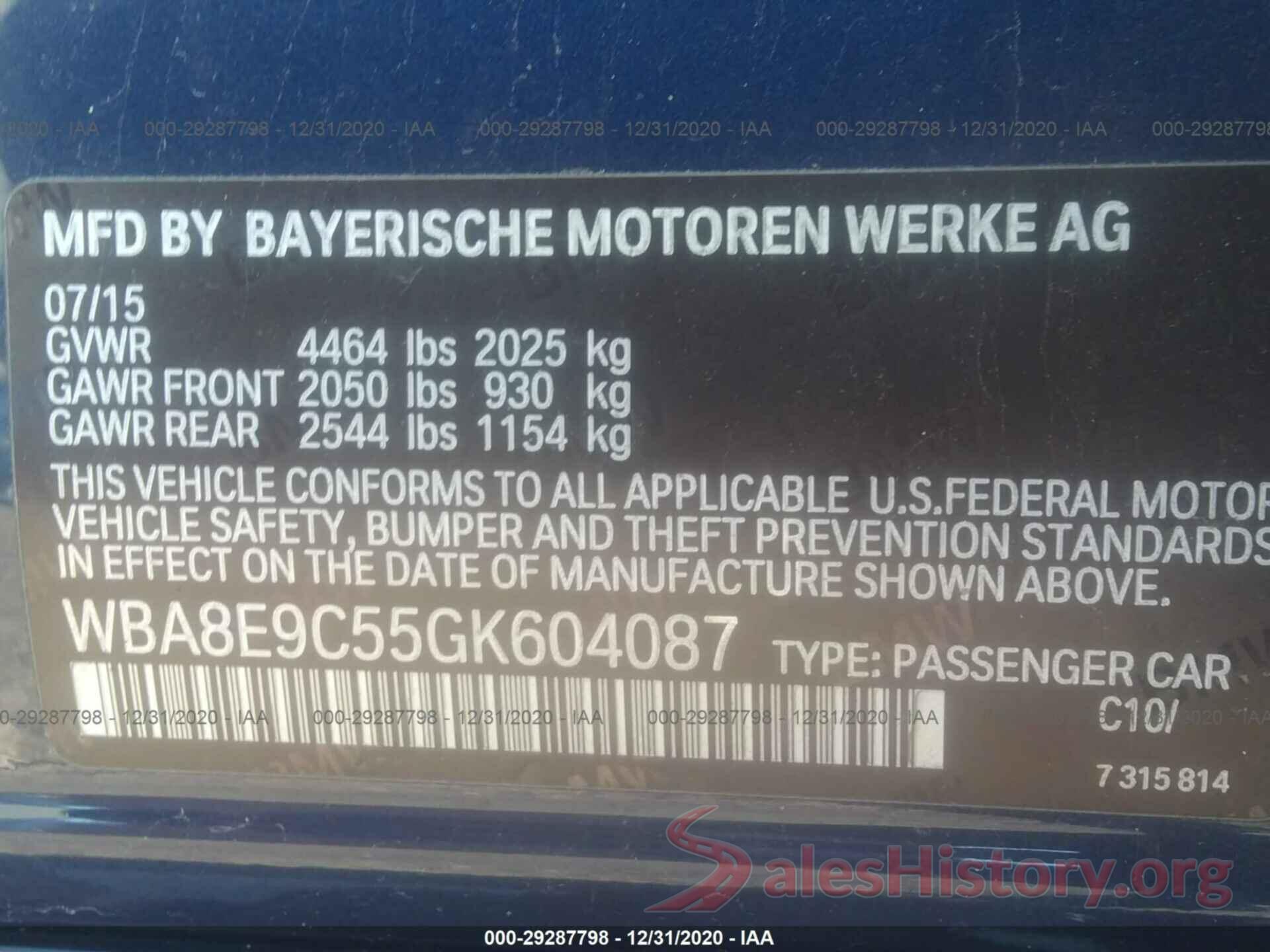 WBA8E9C55GK604087 2016 BMW 3 SERIES