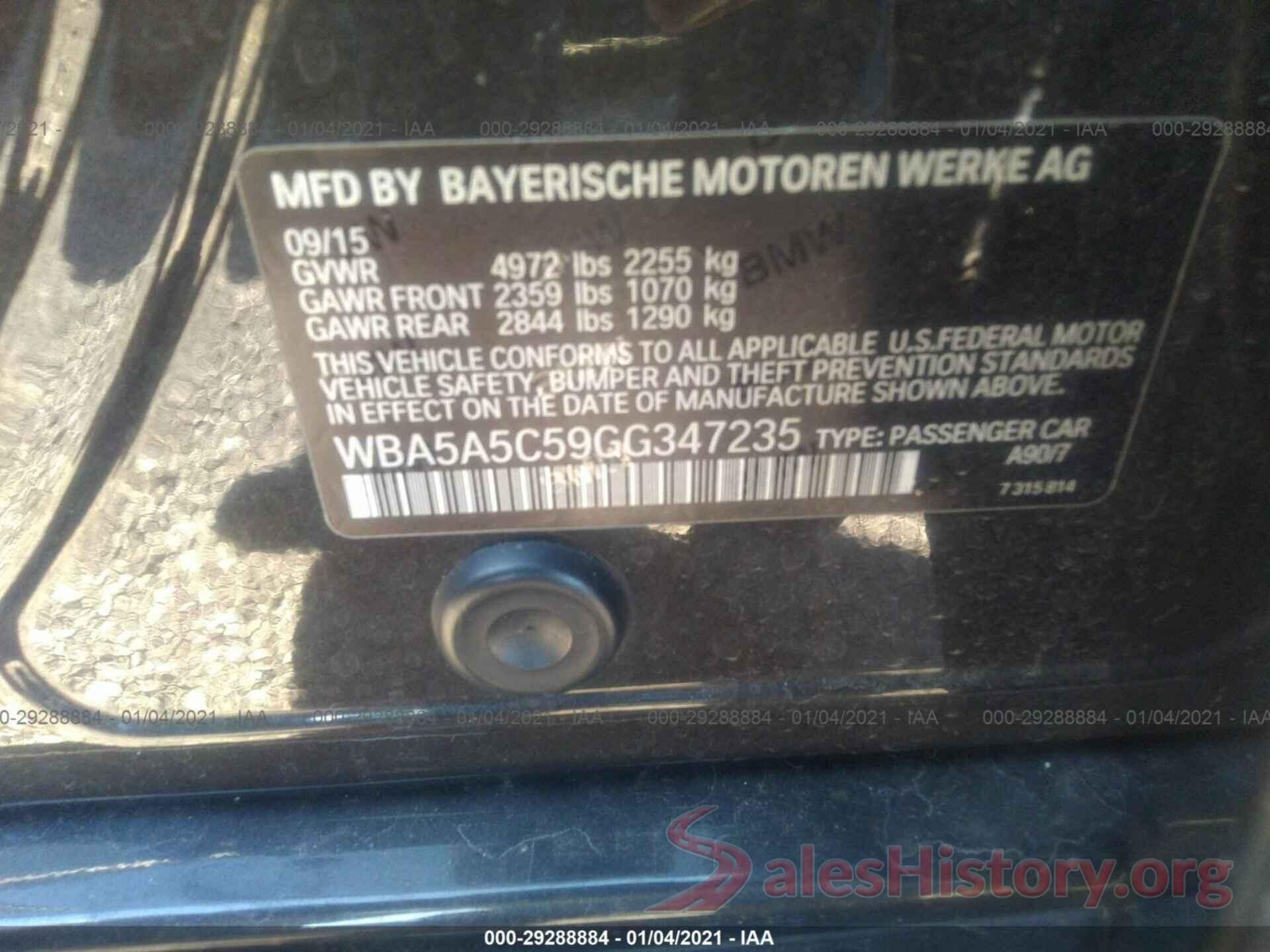 WBA5A5C59GG347235 2016 BMW 5 SERIES