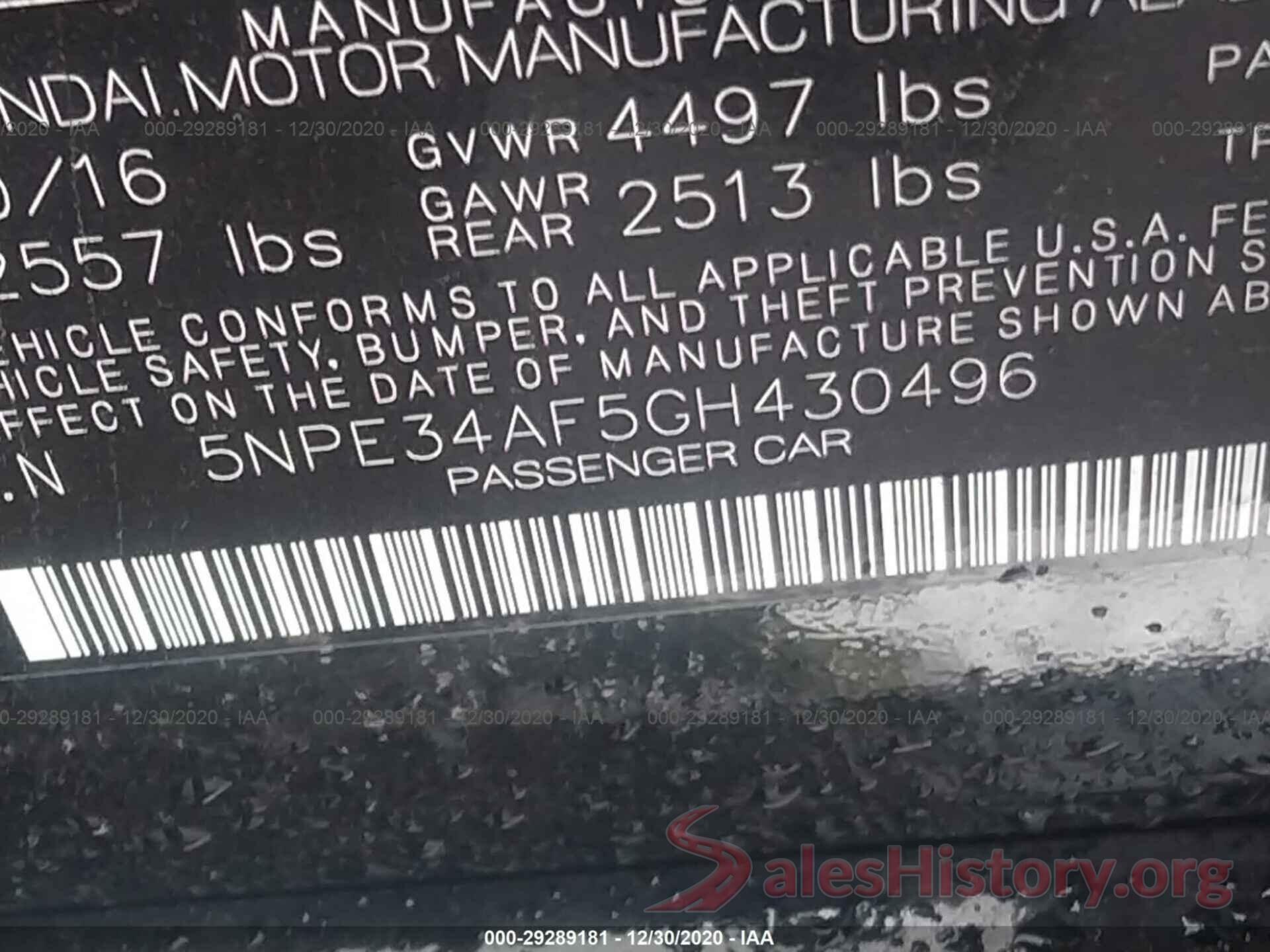 5NPE34AF5GH430496 2016 HYUNDAI SONATA