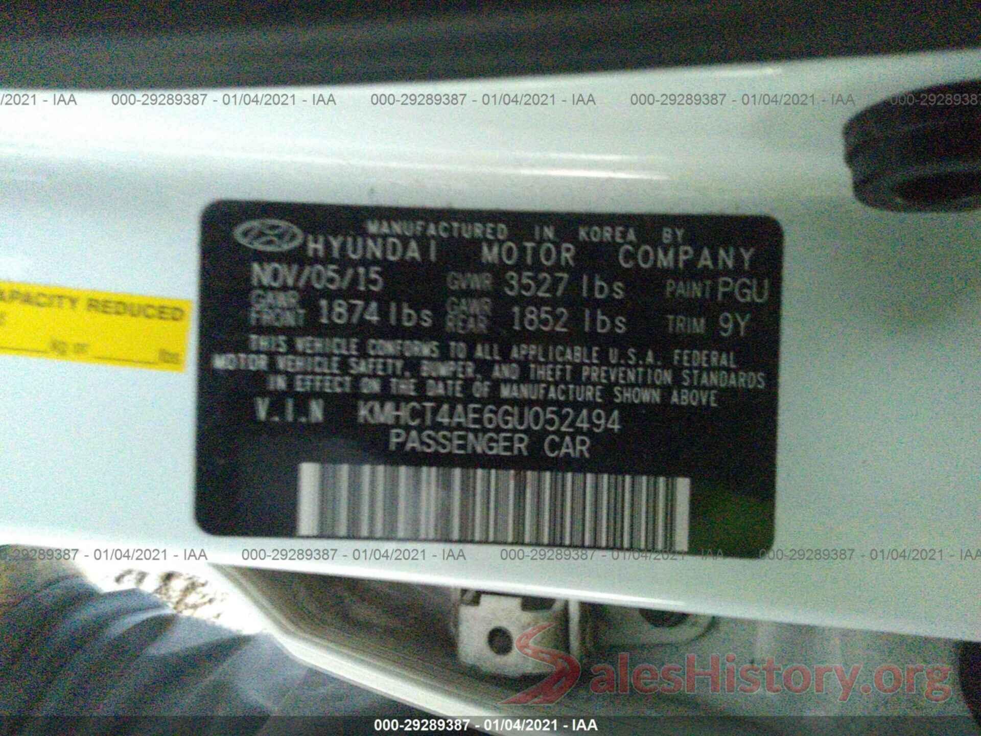 KMHCT4AE6GU052494 2016 HYUNDAI ACCENT