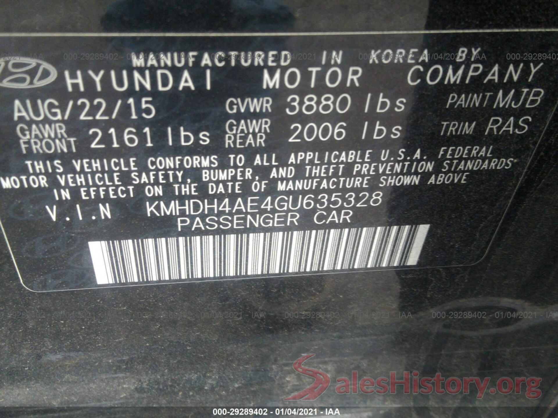 KMHDH4AE4GU635328 2016 HYUNDAI ELANTRA