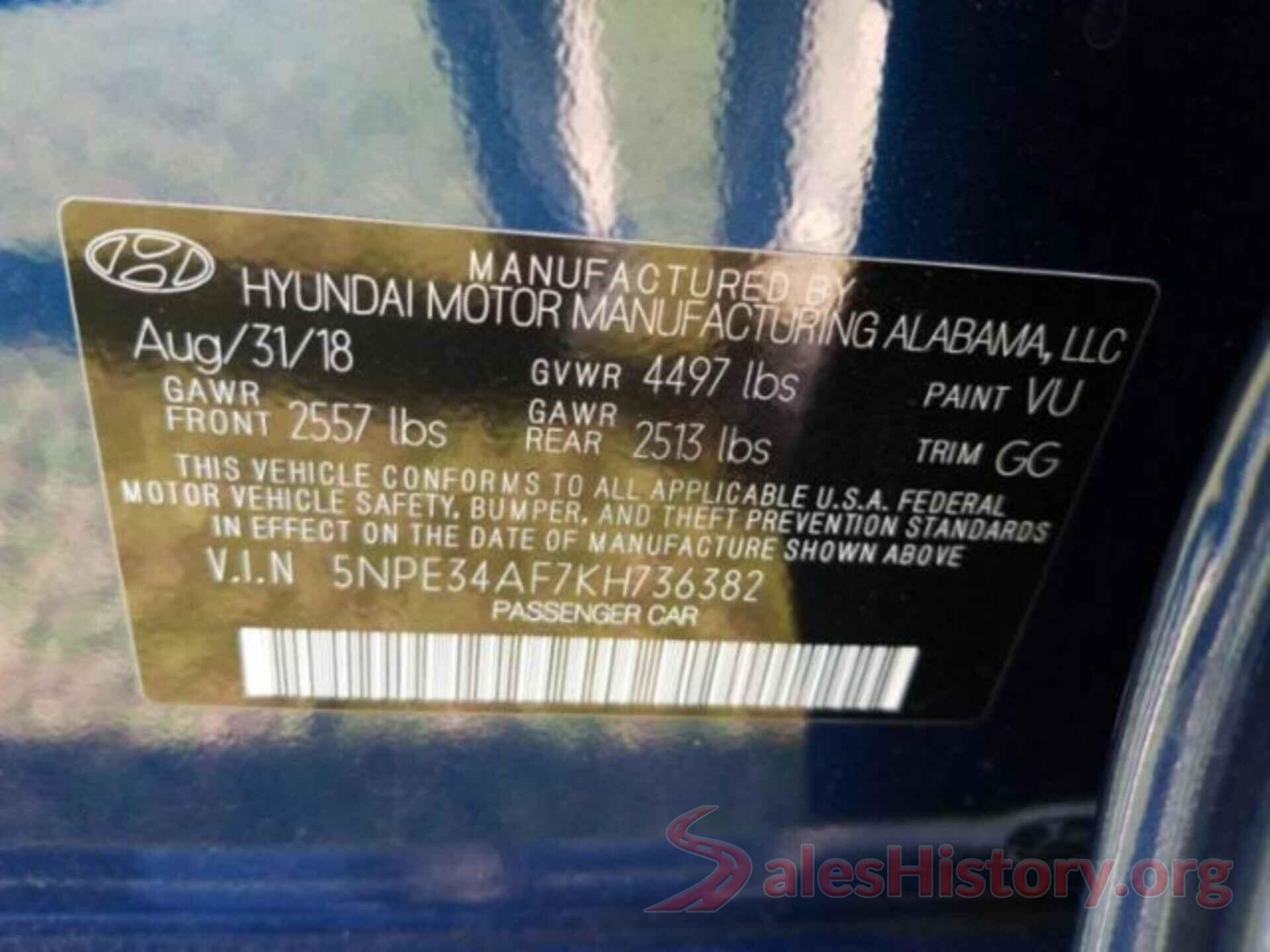 5NPE34AF7KH736382 2019 HYUNDAI SONATA