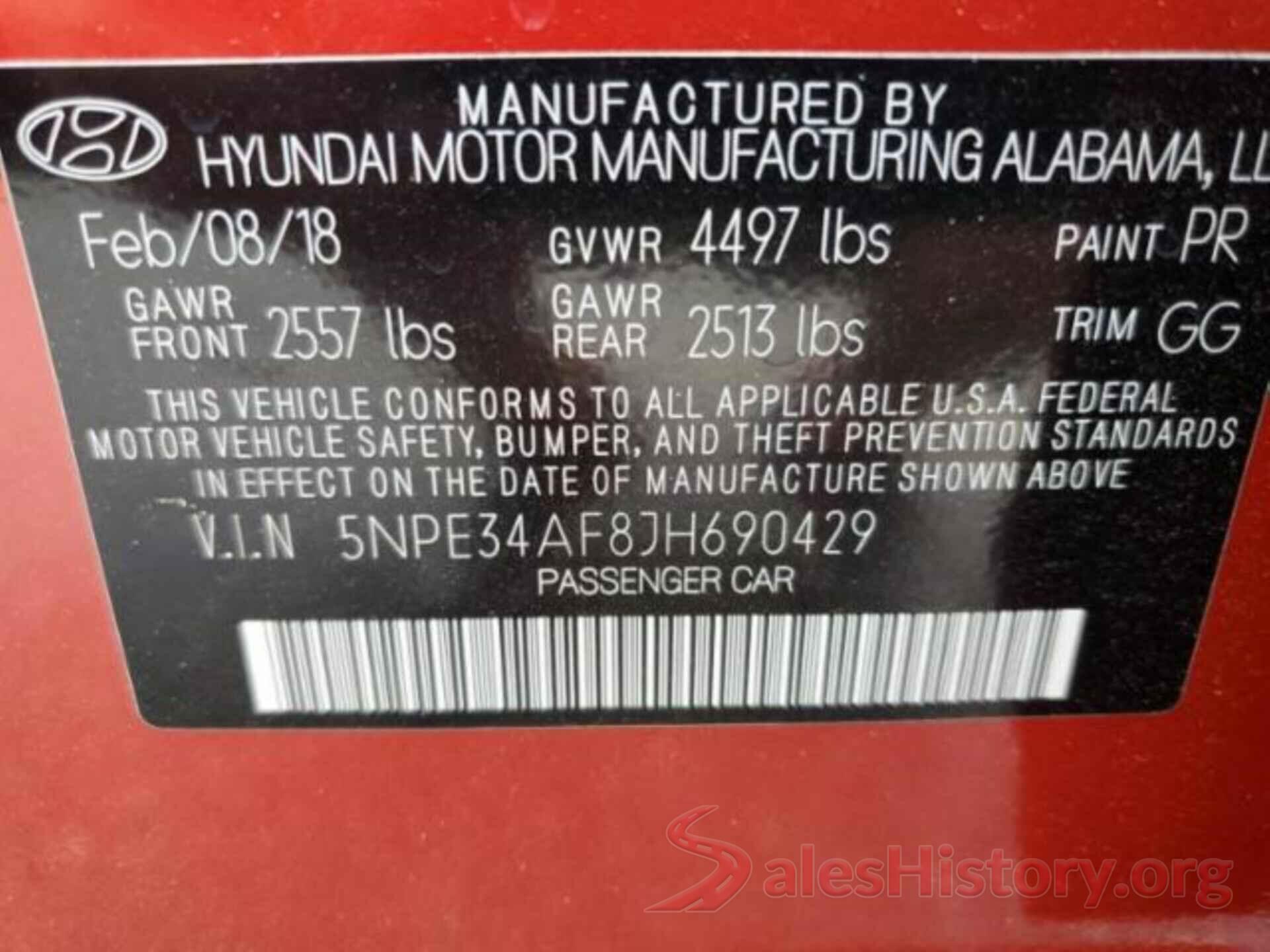 5NPE34AF8JH690429 2018 HYUNDAI SONATA