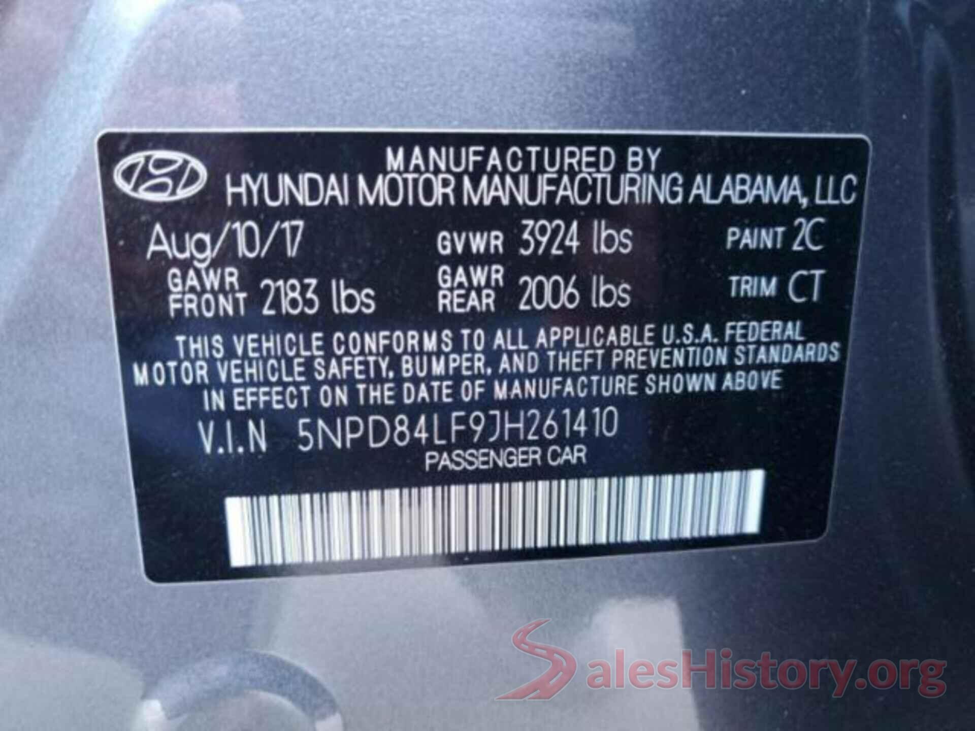 5NPD84LF9JH261410 2018 HYUNDAI ELANTRA