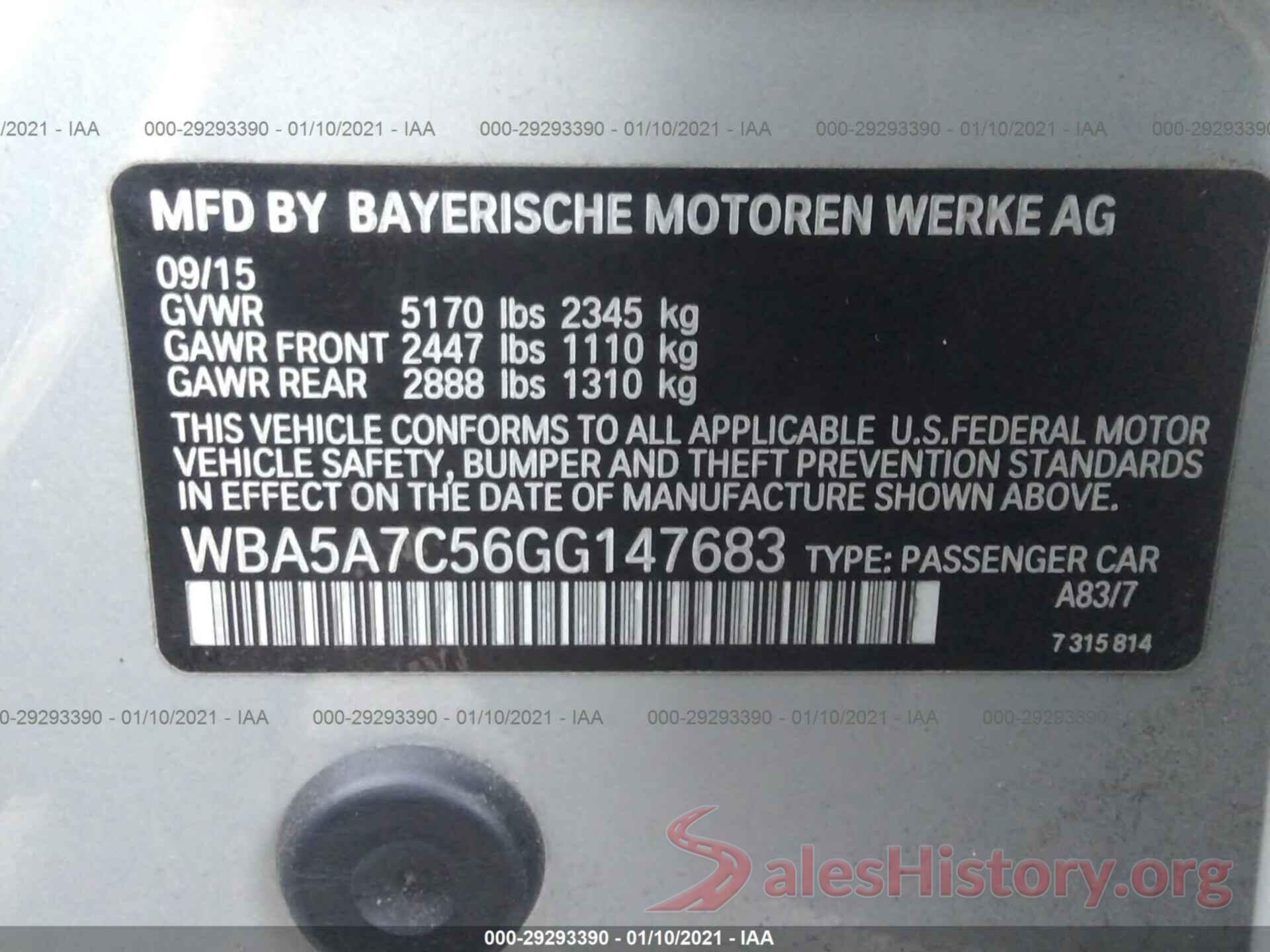 WBA5A7C56GG147683 2016 BMW 5 SERIES