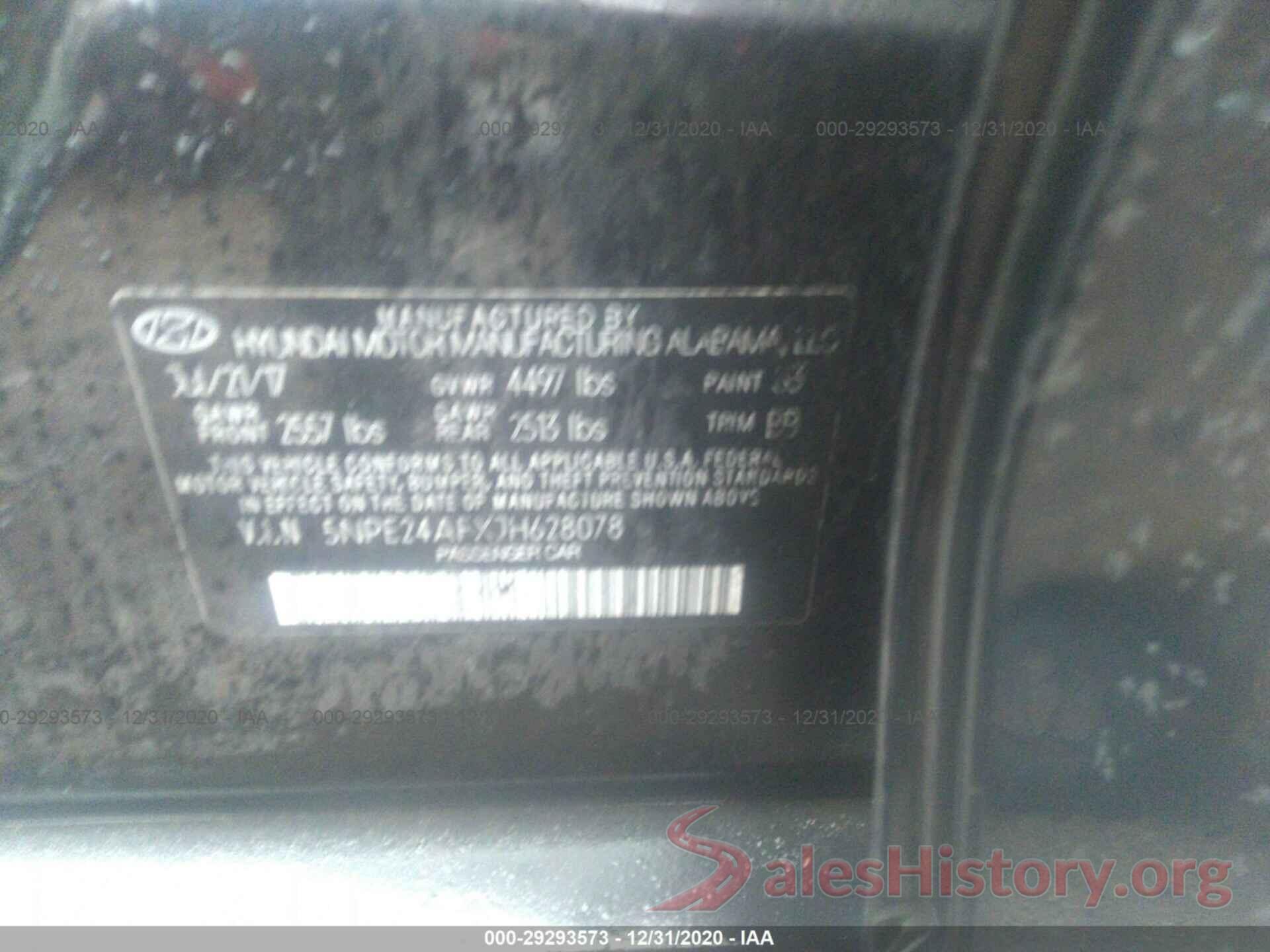 5NPE24AFXJH628078 2018 HYUNDAI SONATA