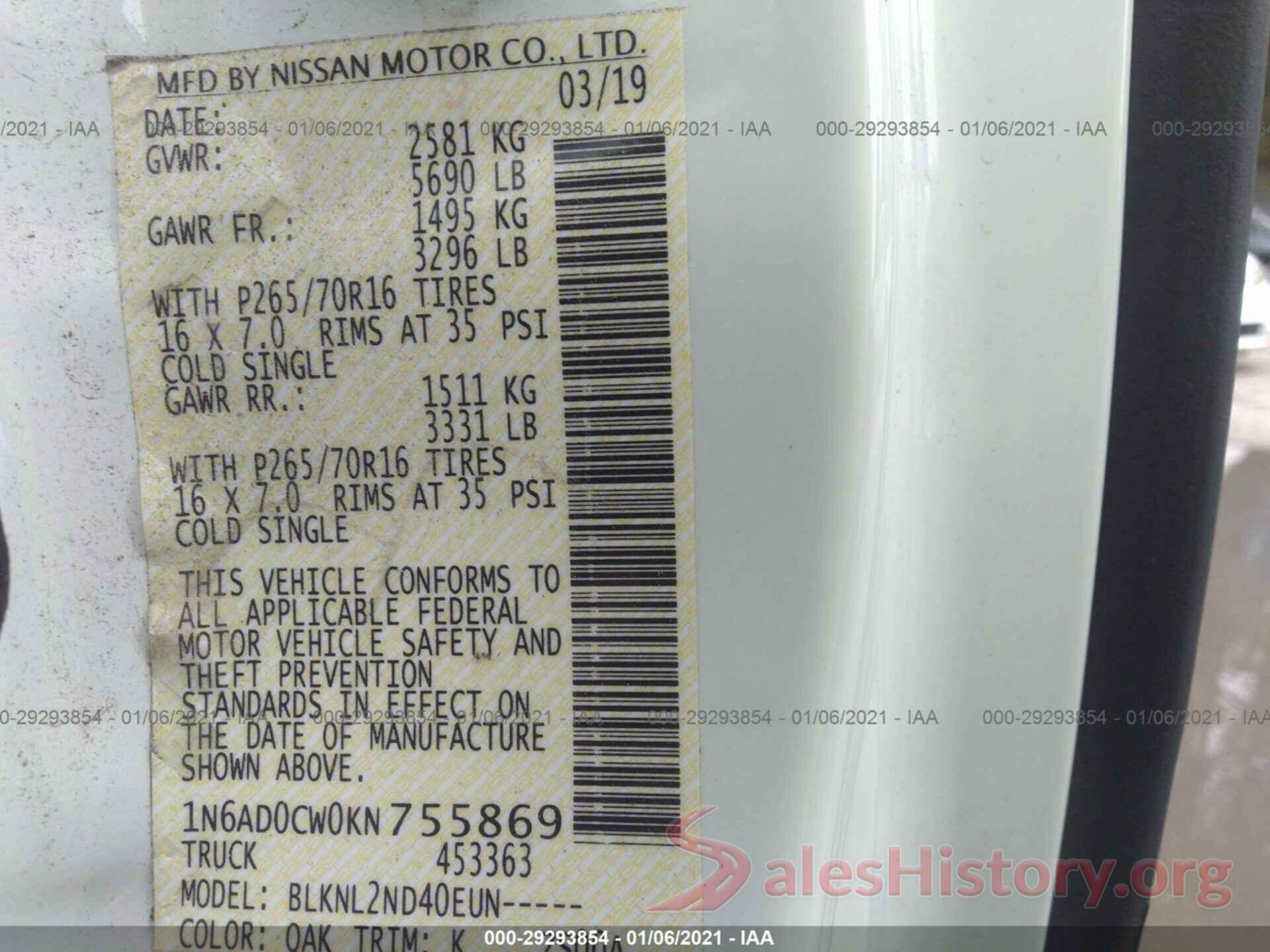 1N6AD0CW0KN755869 2019 NISSAN FRONTIER