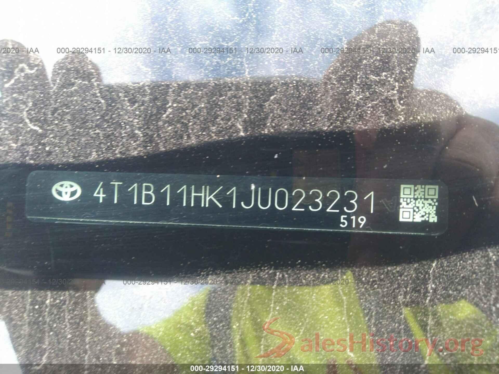 4T1B11HK1JU023231 2018 TOYOTA CAMRY