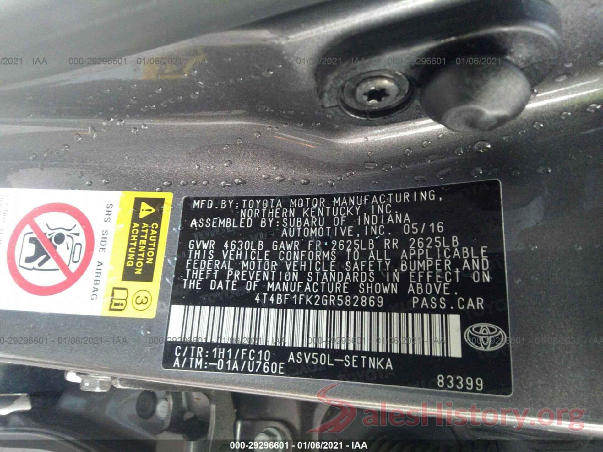 4T4BF1FK2GR582869 2016 TOYOTA CAMRY