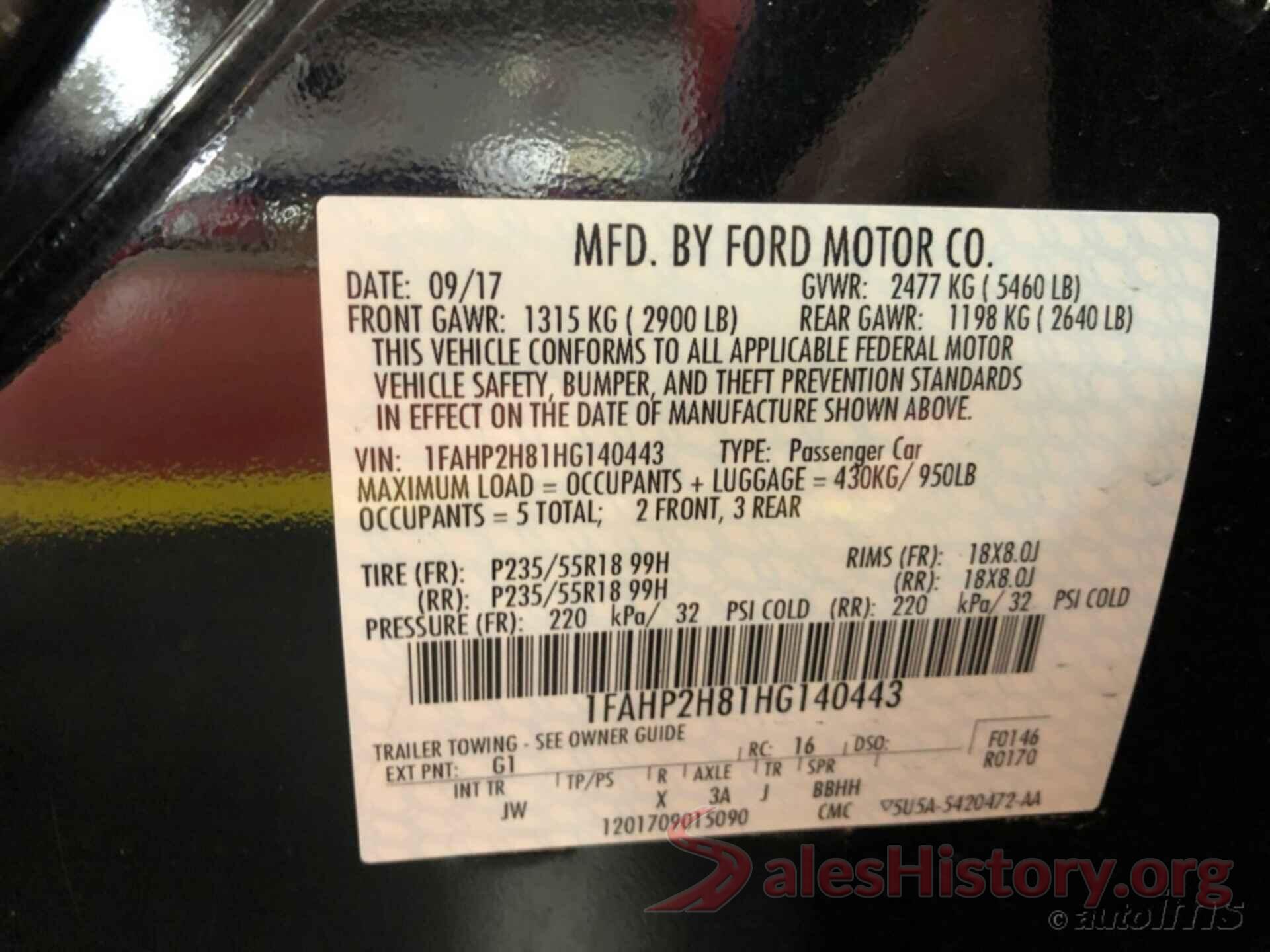 1FAHP2H81HG140443 2017 FORD TAURUS