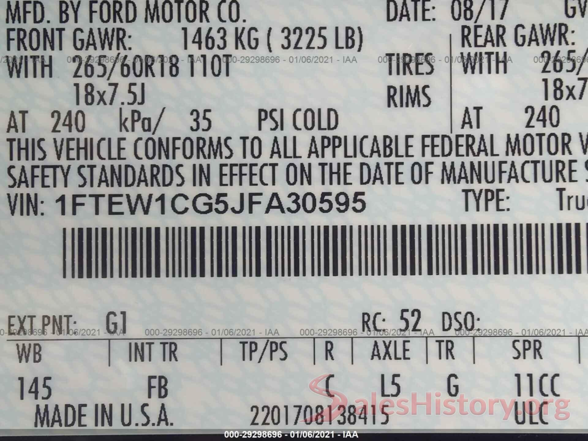 1FTEW1CG5JFA30595 2018 FORD F-150