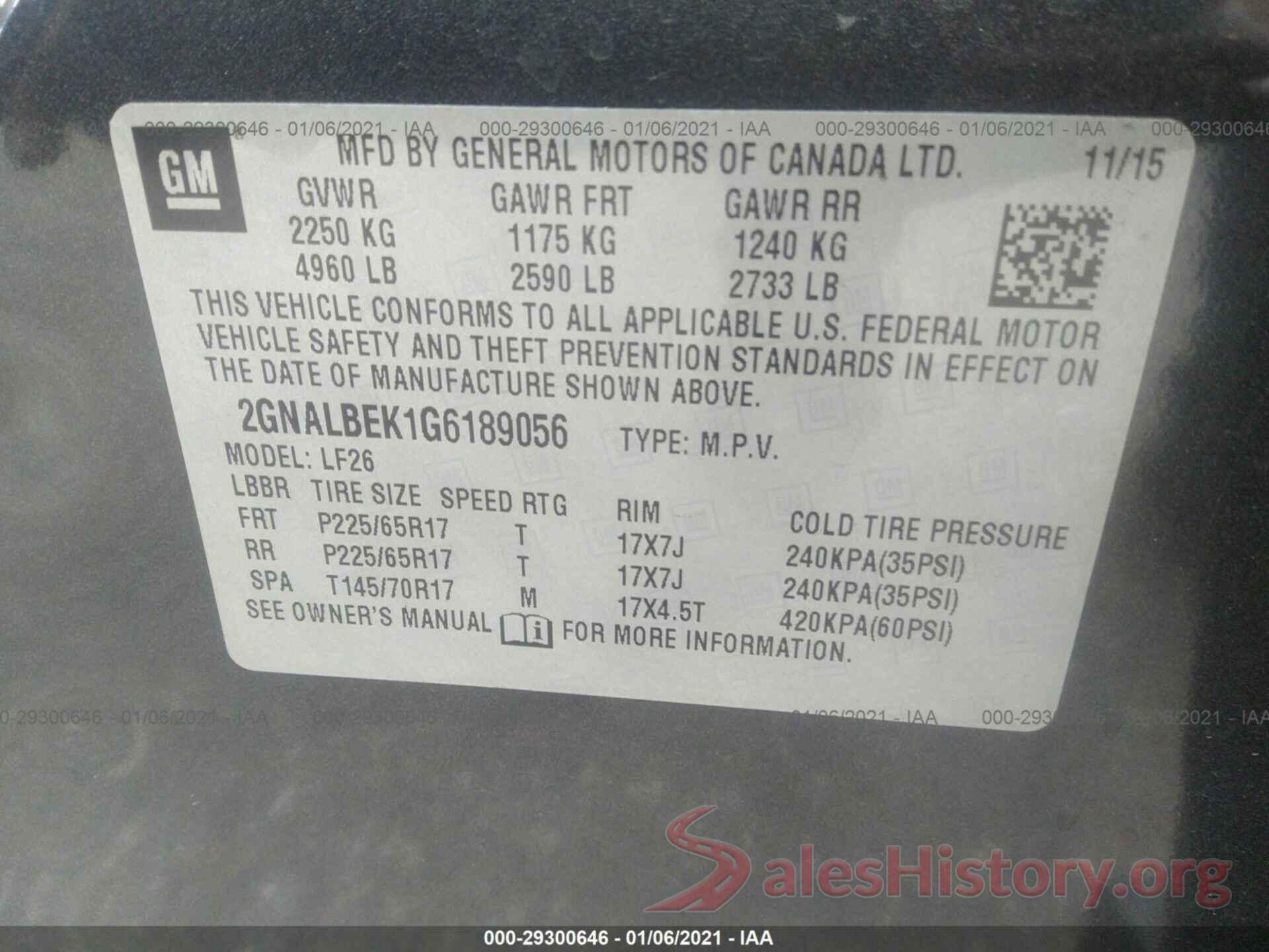 2GNALBEK1G6189056 2016 CHEVROLET EQUINOX