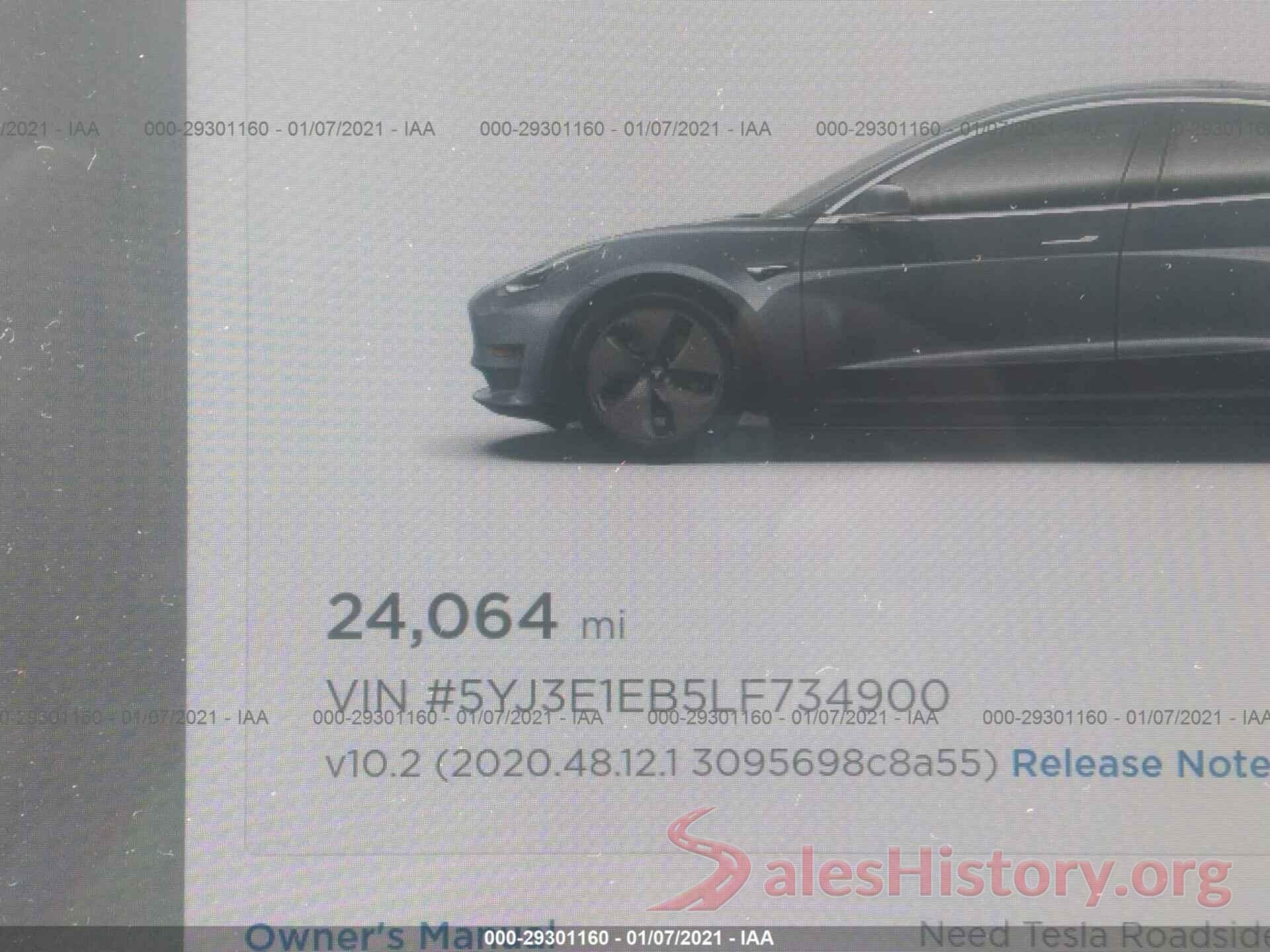 5YJ3E1EB5LF734900 2020 TESLA MODEL 3