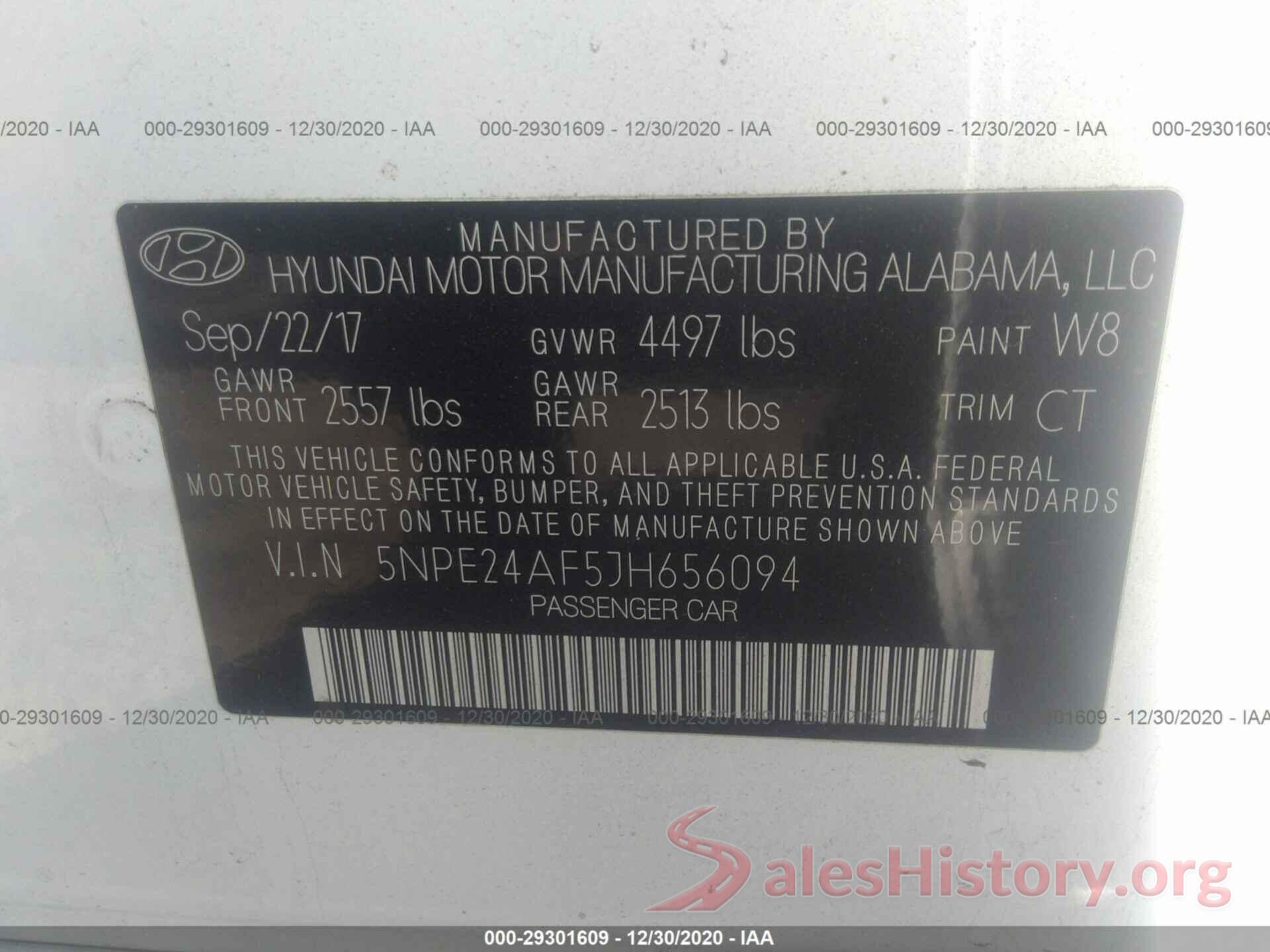 5NPE24AF5JH656094 2018 HYUNDAI SONATA