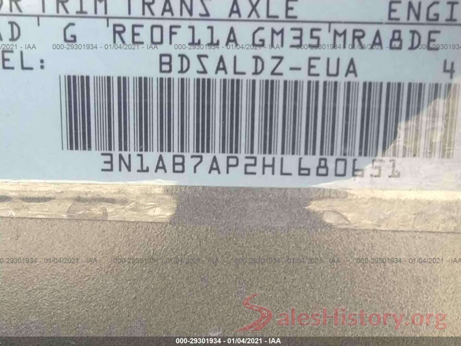 3N1AB7AP2HL680651 2017 NISSAN SENTRA