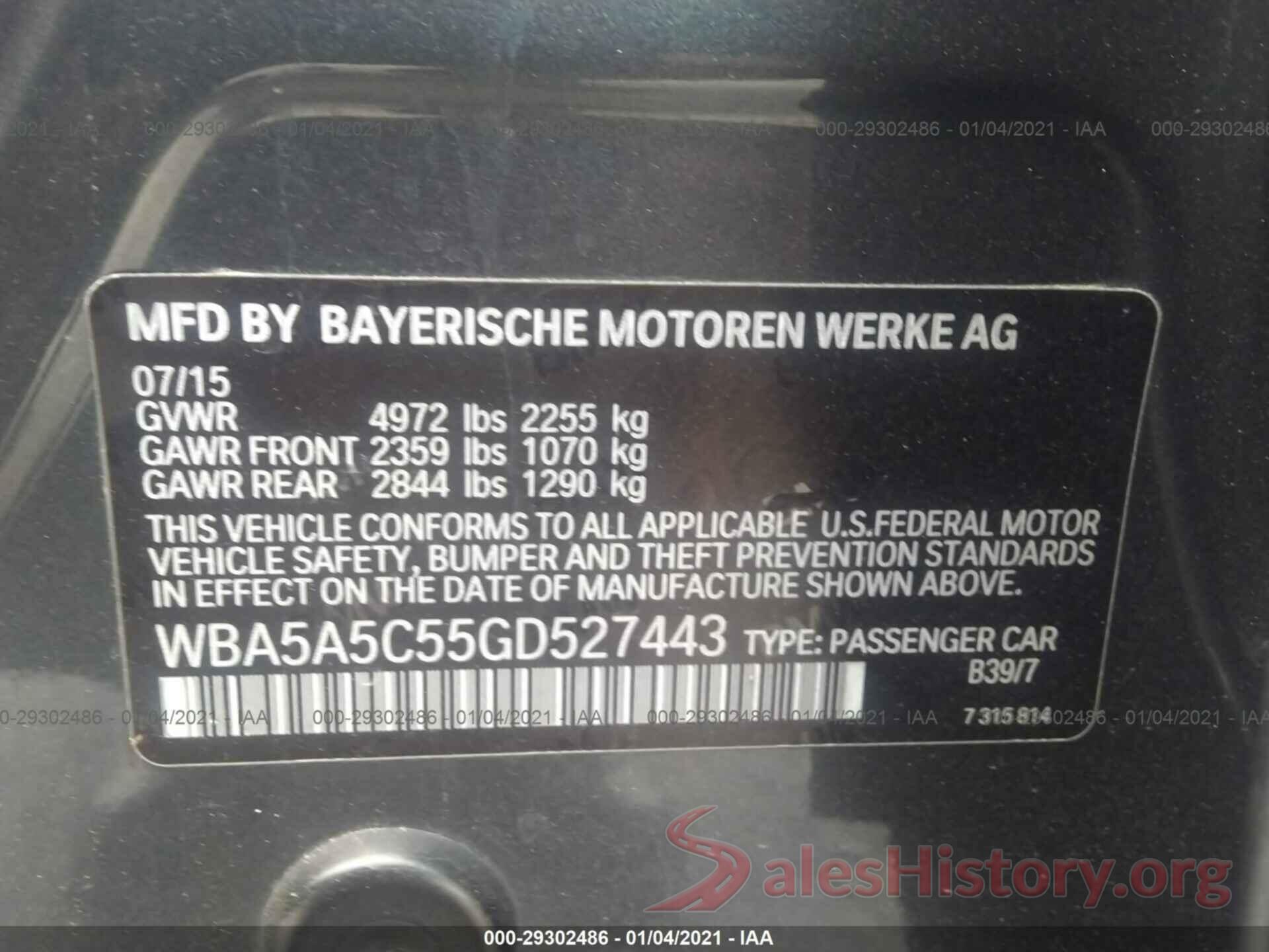 WBA5A5C55GD527443 2016 BMW 5 SERIES