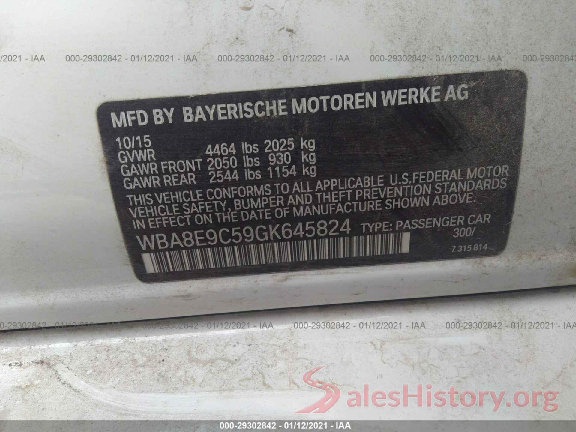 WBA8E9C59GK645824 2016 BMW 3 SERIES