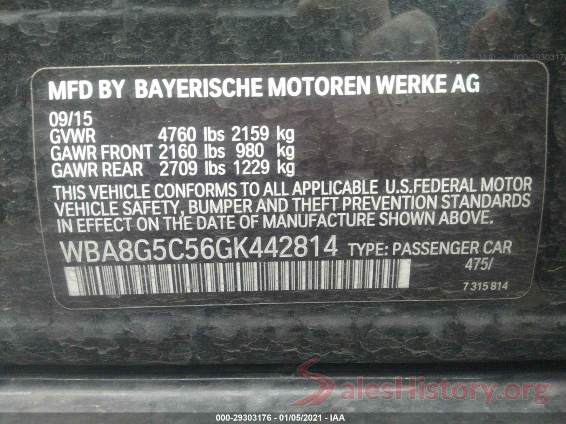 WBA8G5C56GK442814 2016 BMW 3 SERIES