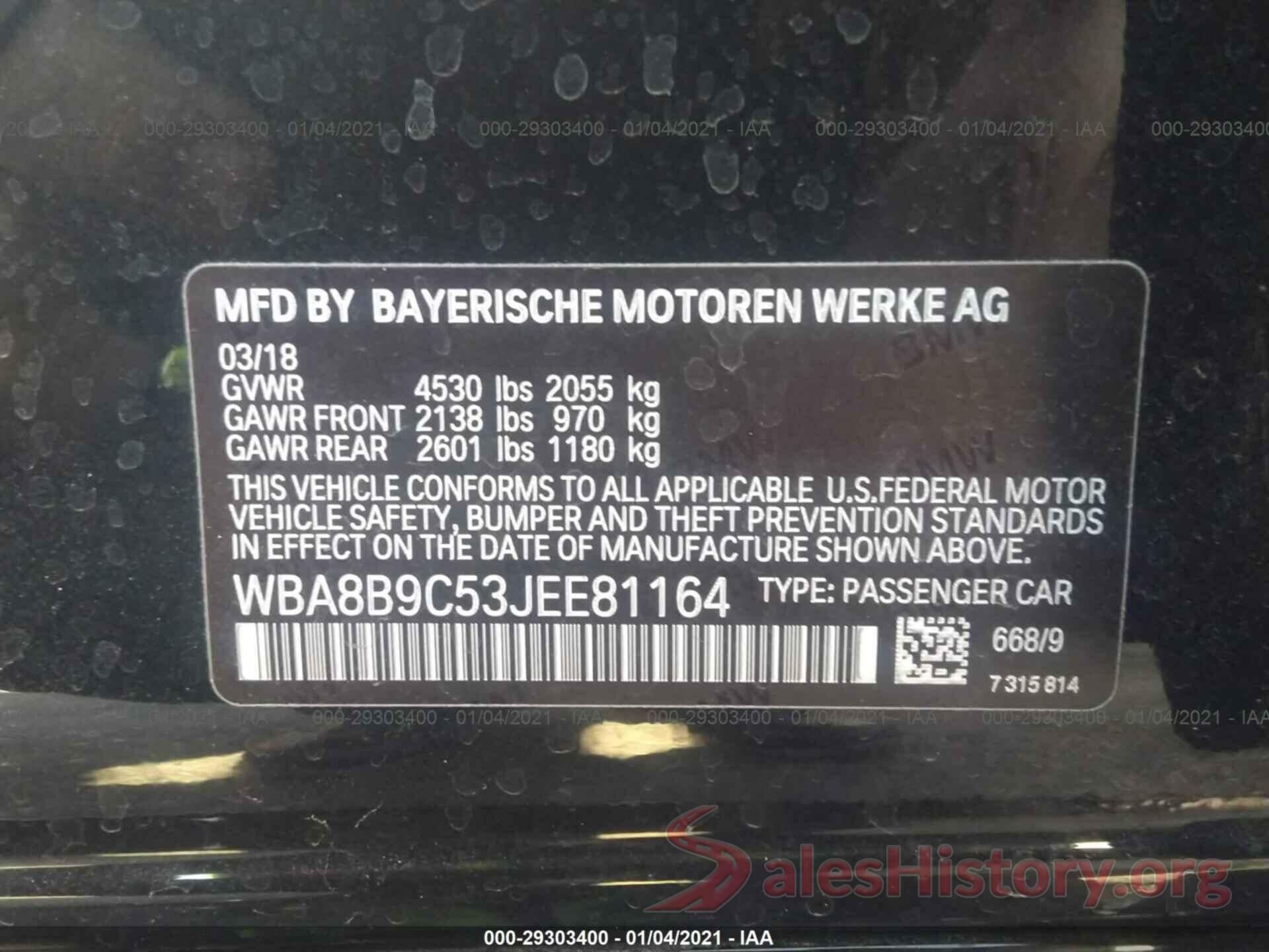 WBA8B9C53JEE81164 2018 BMW 3 SERIES