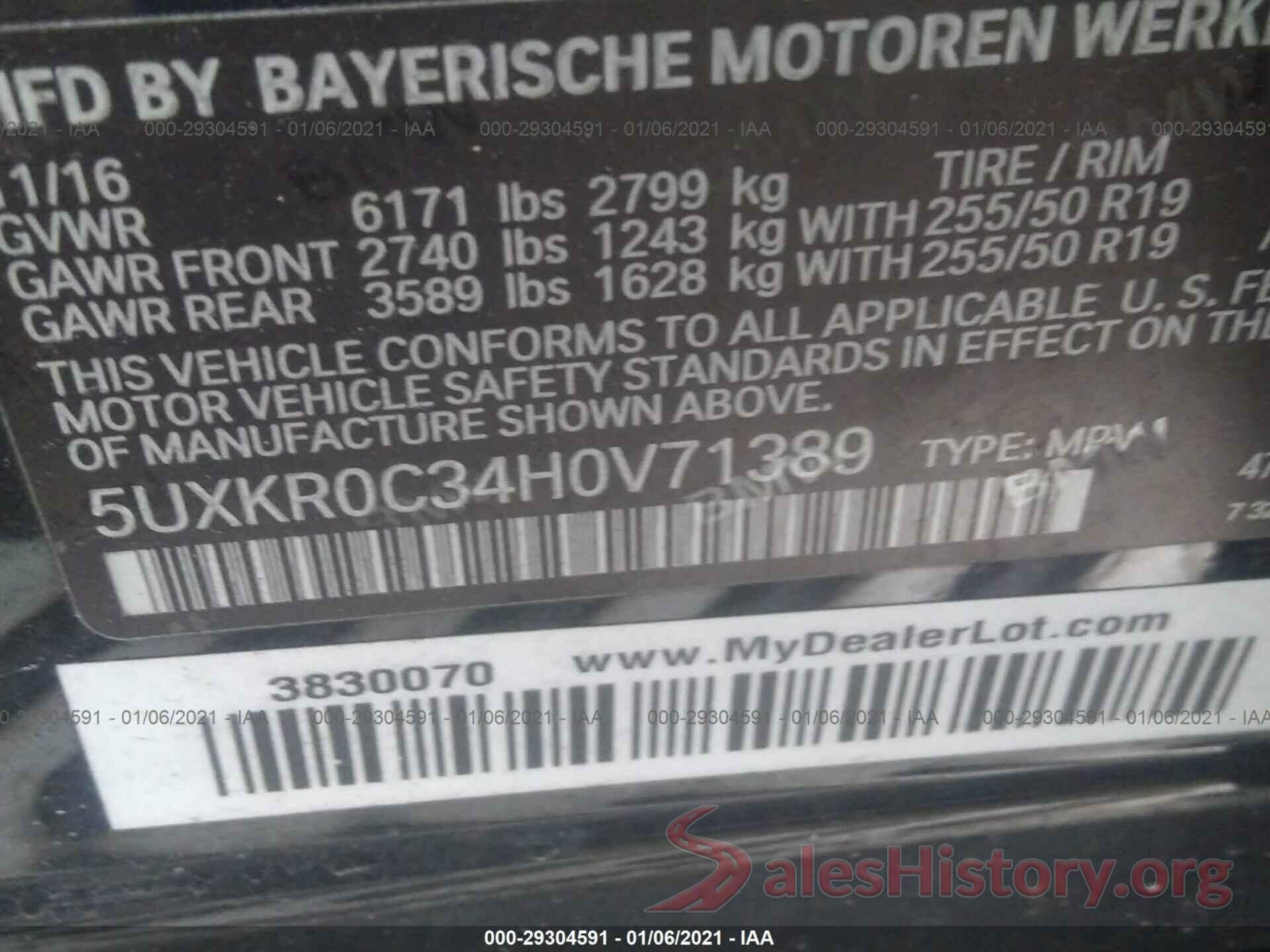 5UXKR0C34H0V71389 2017 BMW X5