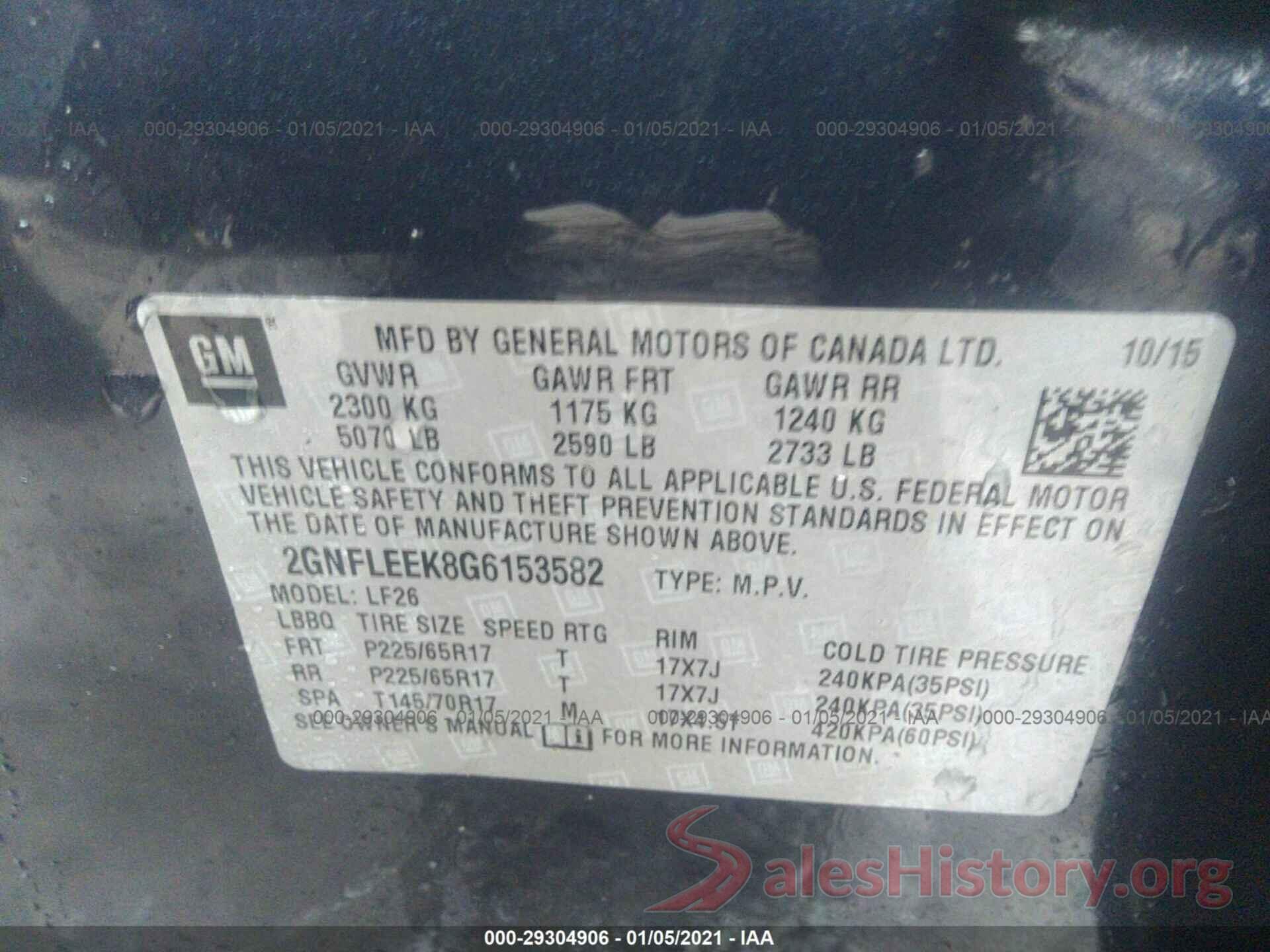 2GNFLEEK8G6153582 2016 CHEVROLET EQUINOX