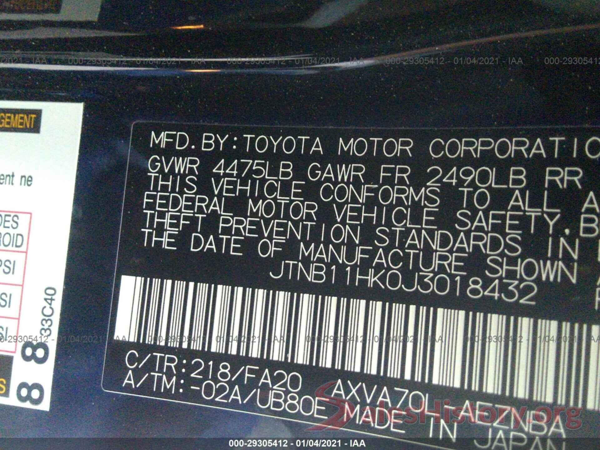 JTNB11HK0J3018432 2018 TOYOTA CAMRY