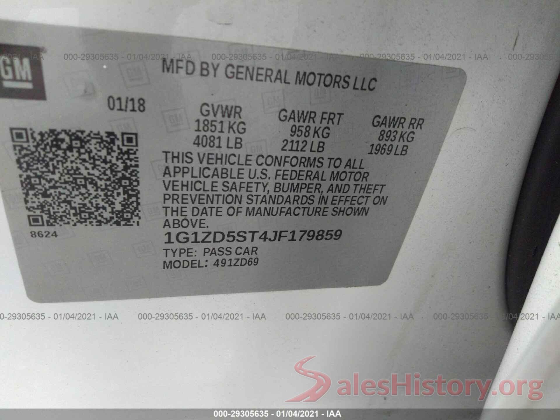 1G1ZD5ST4JF179859 2018 CHEVROLET MALIBU