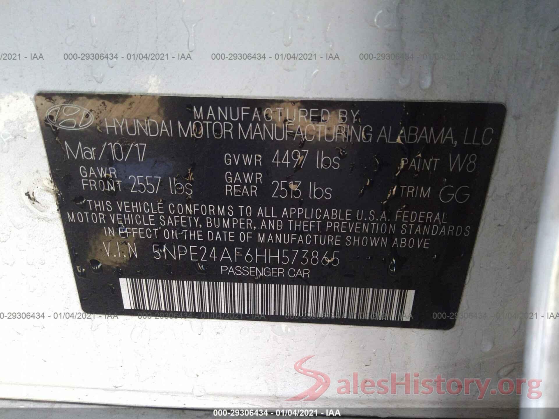 5NPE24AF6HH573865 2017 HYUNDAI SONATA