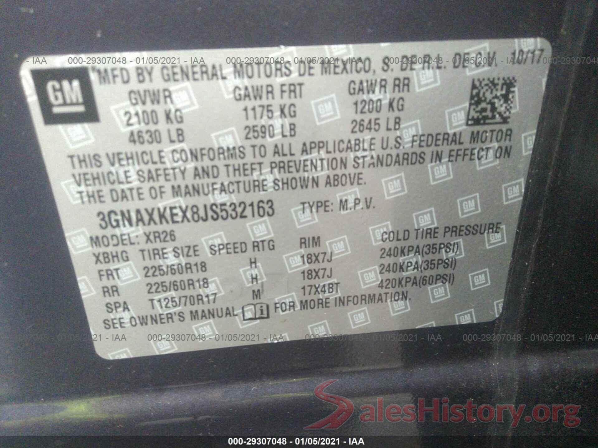 3GNAXKEX8JS532163 2018 CHEVROLET EQUINOX