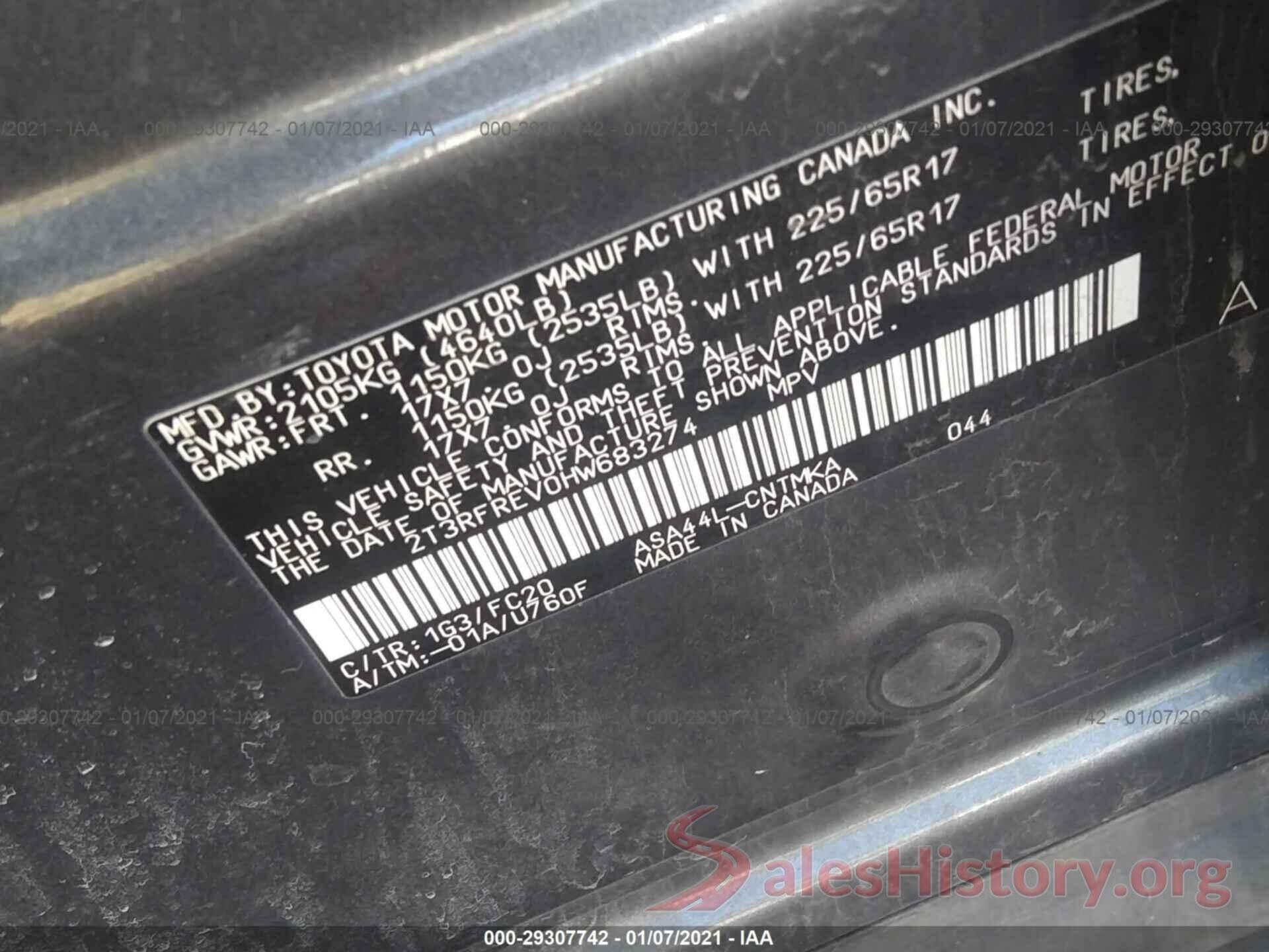 2T3RFREV0HW683274 2017 TOYOTA RAV4