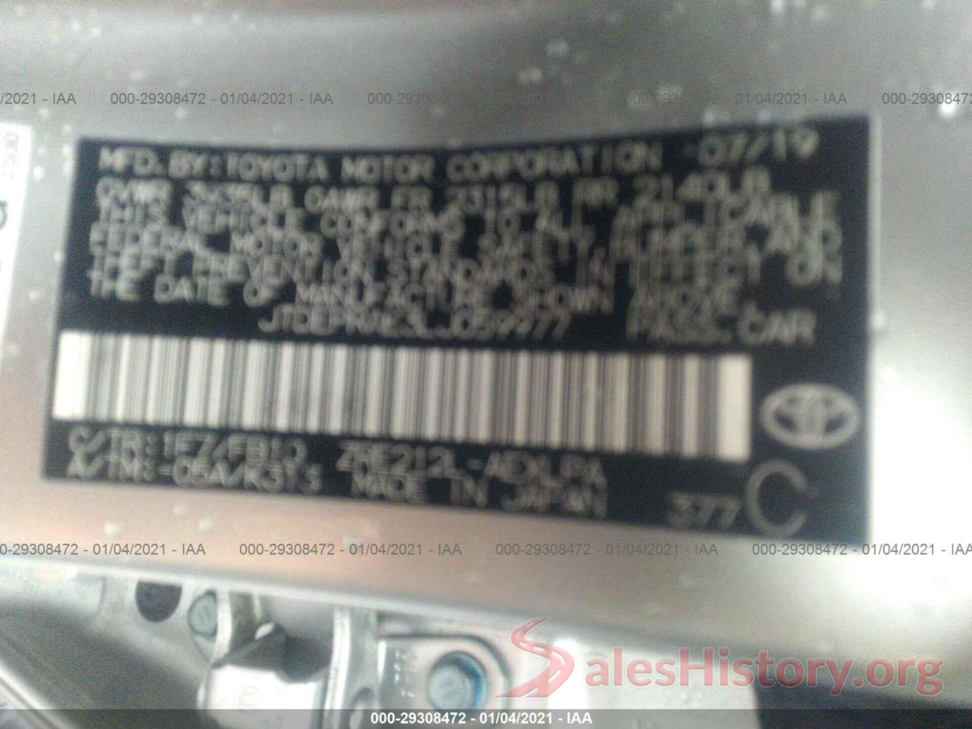 JTDEPRAE3LJ059977 2020 TOYOTA COROLLA